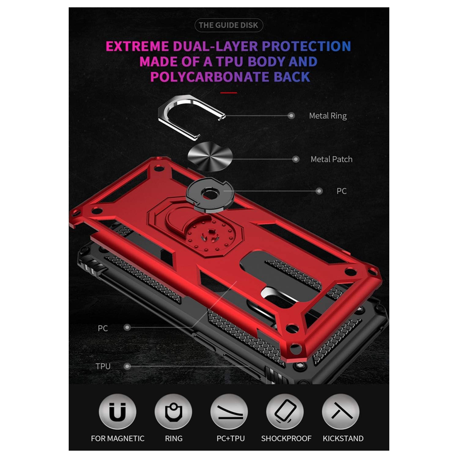 Galaxy S9 Plus Case/Samsung S9+ Plus Phone Case, [Military Grade] [Metal Ring][Magnetic Support] Defender Heavy