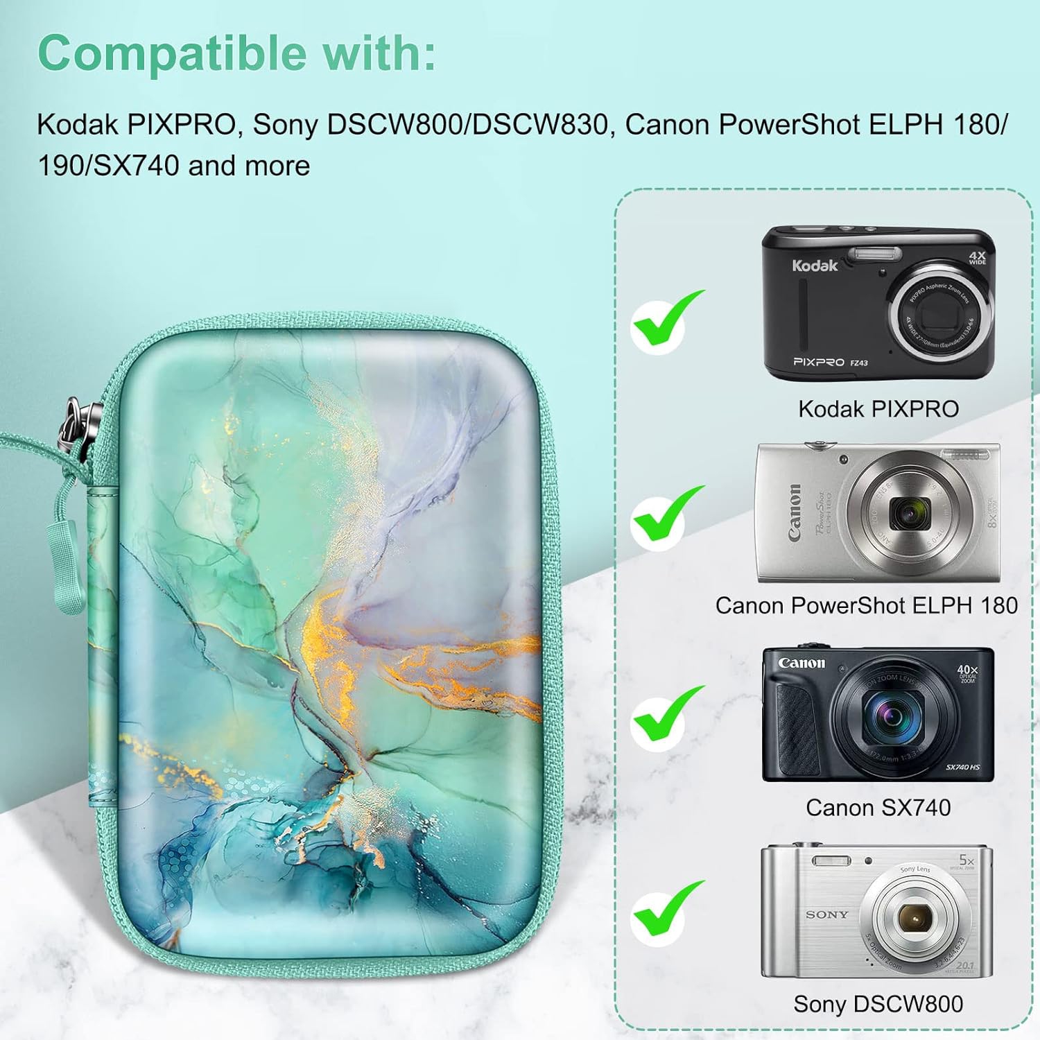 Digital Camera Case Compatible with AbergBest 21 Mega Pixels 2.7" LCD Rechargeable HD/Kodak Pixpro/Canon