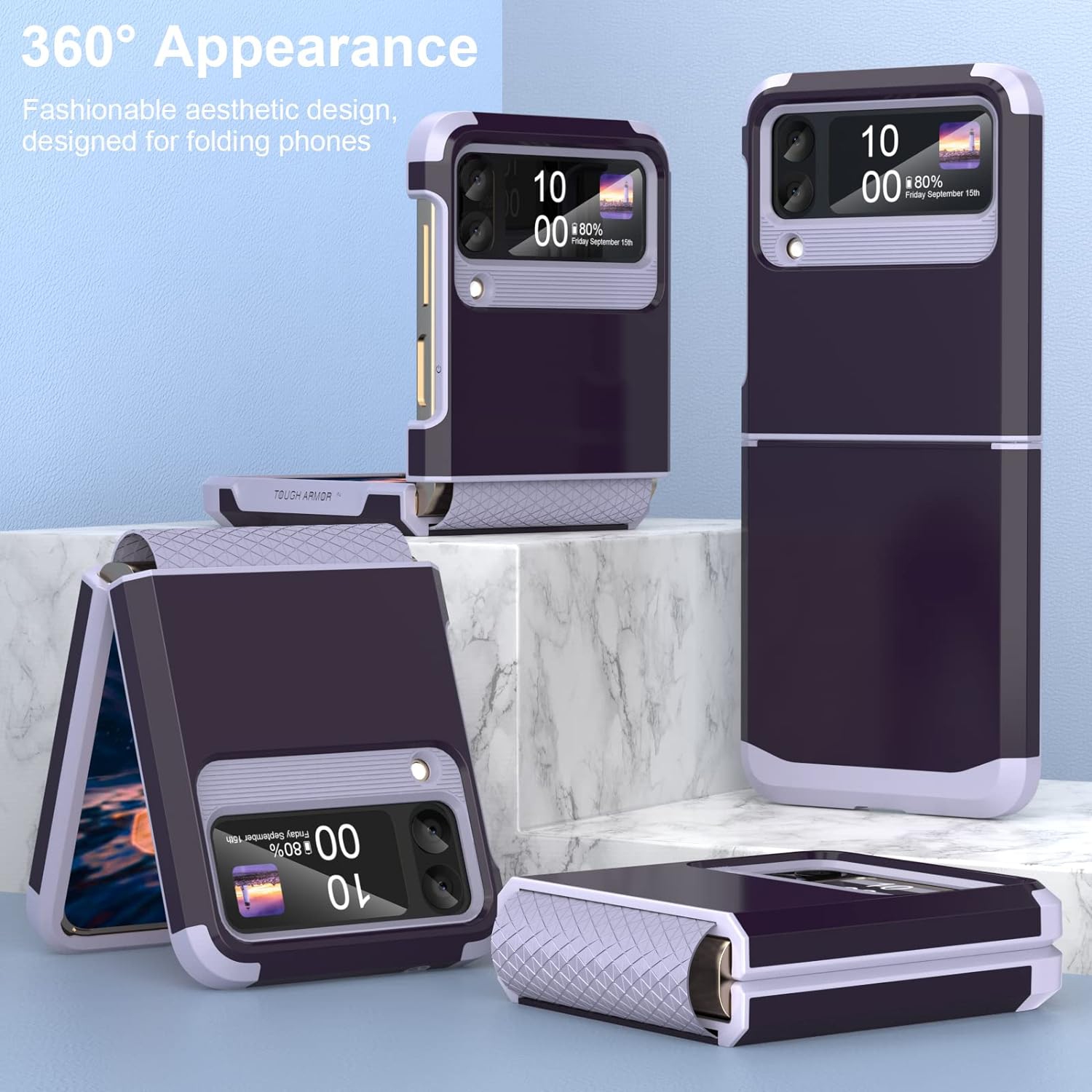 Conçu pour l'étui Galaxy Z Flip 3 avec protection à charnière, le téléphone protecteur robuste antichoc tout le corps Flip 3 de Samsung