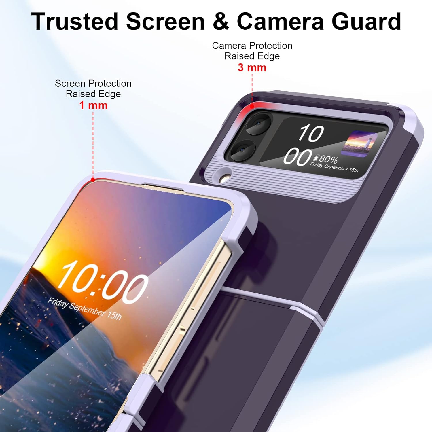 Conçu pour l'étui Galaxy Z Flip 3 avec protection à charnière, le téléphone protecteur robuste antichoc tout le corps Flip 3 de Samsung