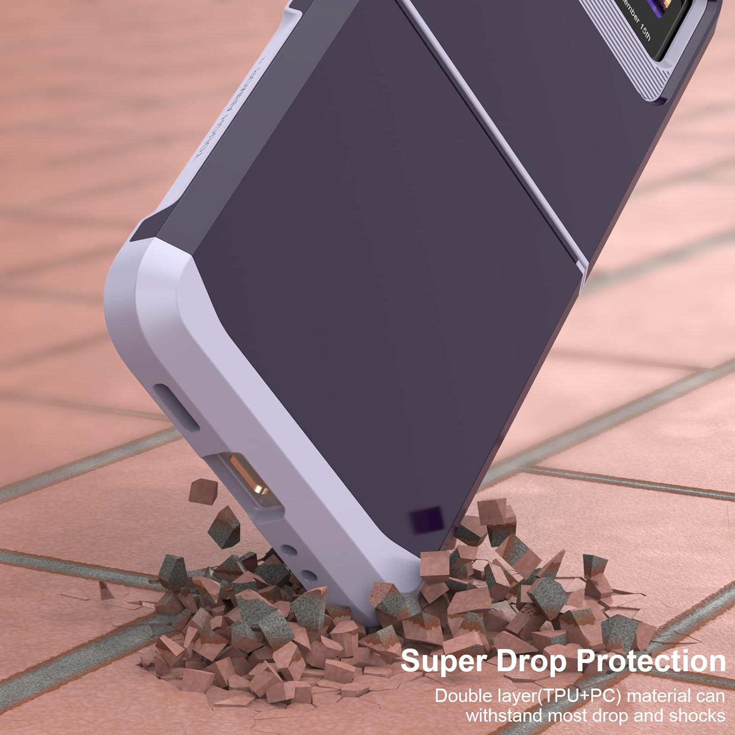 Conçu pour l'étui Galaxy Z Flip 3 avec protection à charnière, le téléphone protecteur robuste antichoc tout le corps Flip 3 de Samsung