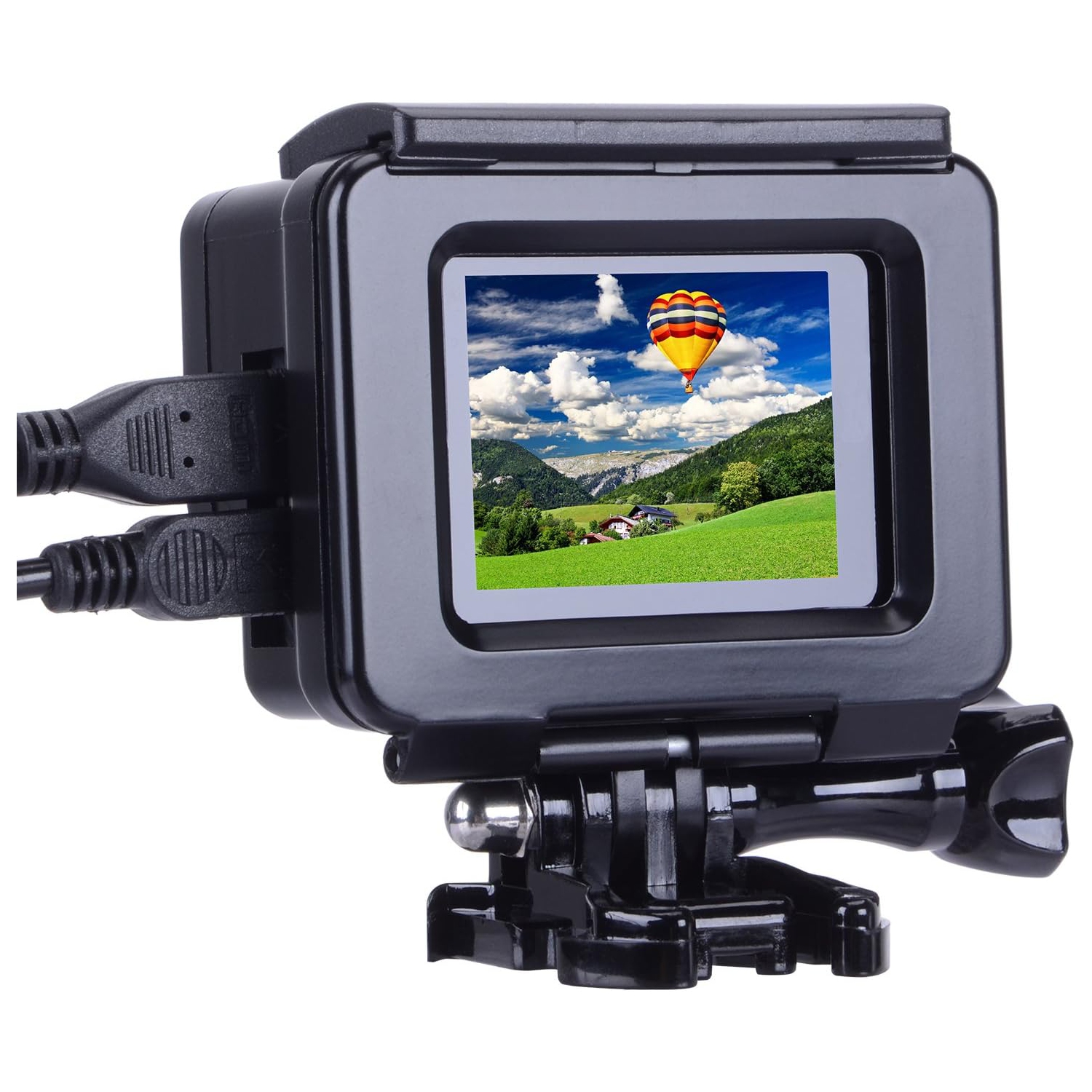 Protective case Black Charging case Wire Connectable Skeleton Protective Side Open Housing case for GoPro Hero 4