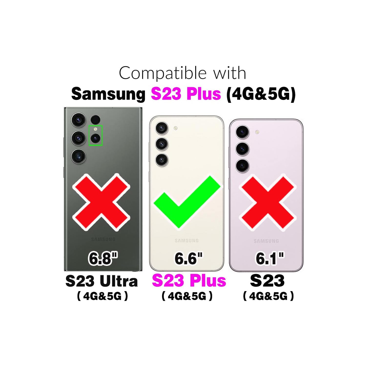 Compatible avec l'étui portefeuille Galaxy S23 plus S23+ 5G de Samsung avec dragonne et carte à rabat en cuir