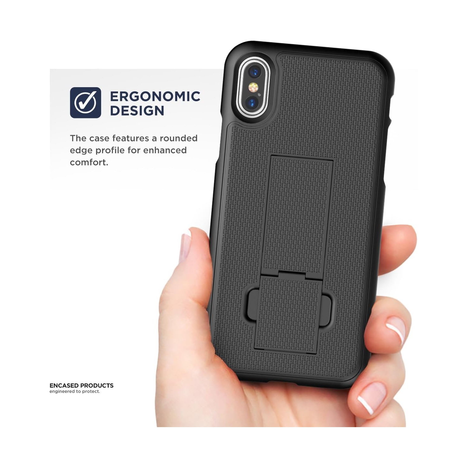 iPhone Xs Max Belt Clip Holster Case, Ultra Slim Rubberized Grip Thin Fit Protective Hard Cover
