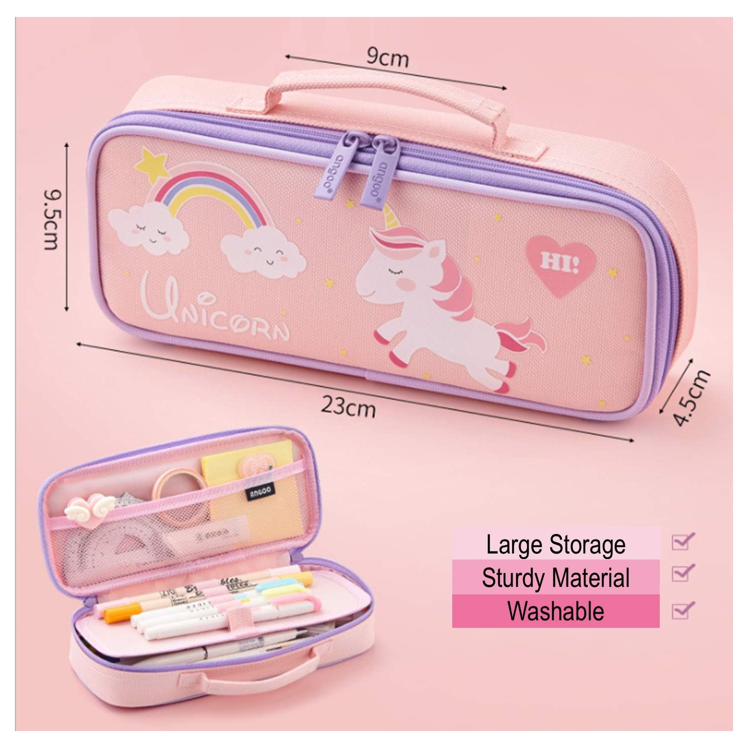 Cute Pencil Case, Pencil Pouch Pencil Bag Storage Box Stationery Organizer Makeup Bag with Zipper Closure