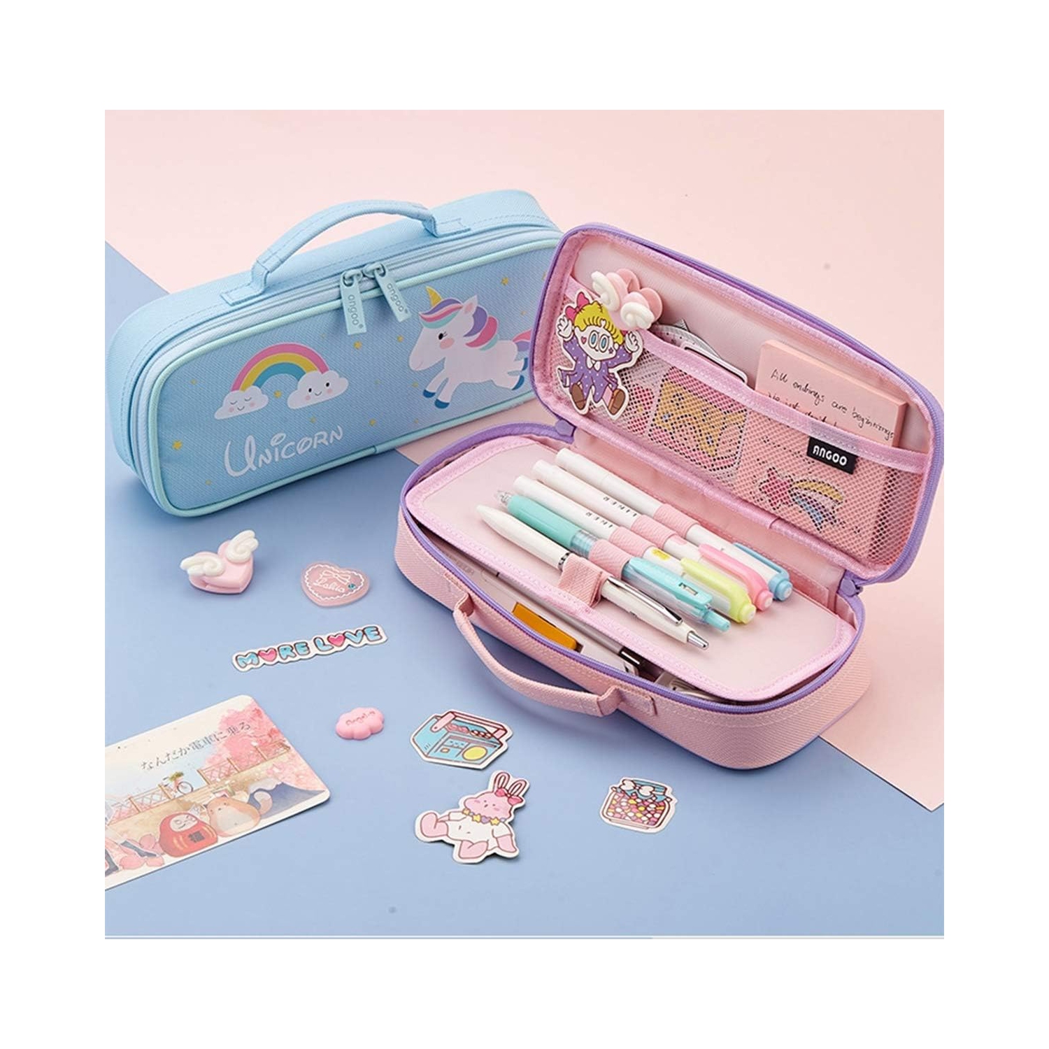 Cute Pencil Case, Pencil Pouch Pencil Bag Storage Box Stationery Organizer Makeup Bag with Zipper Closure