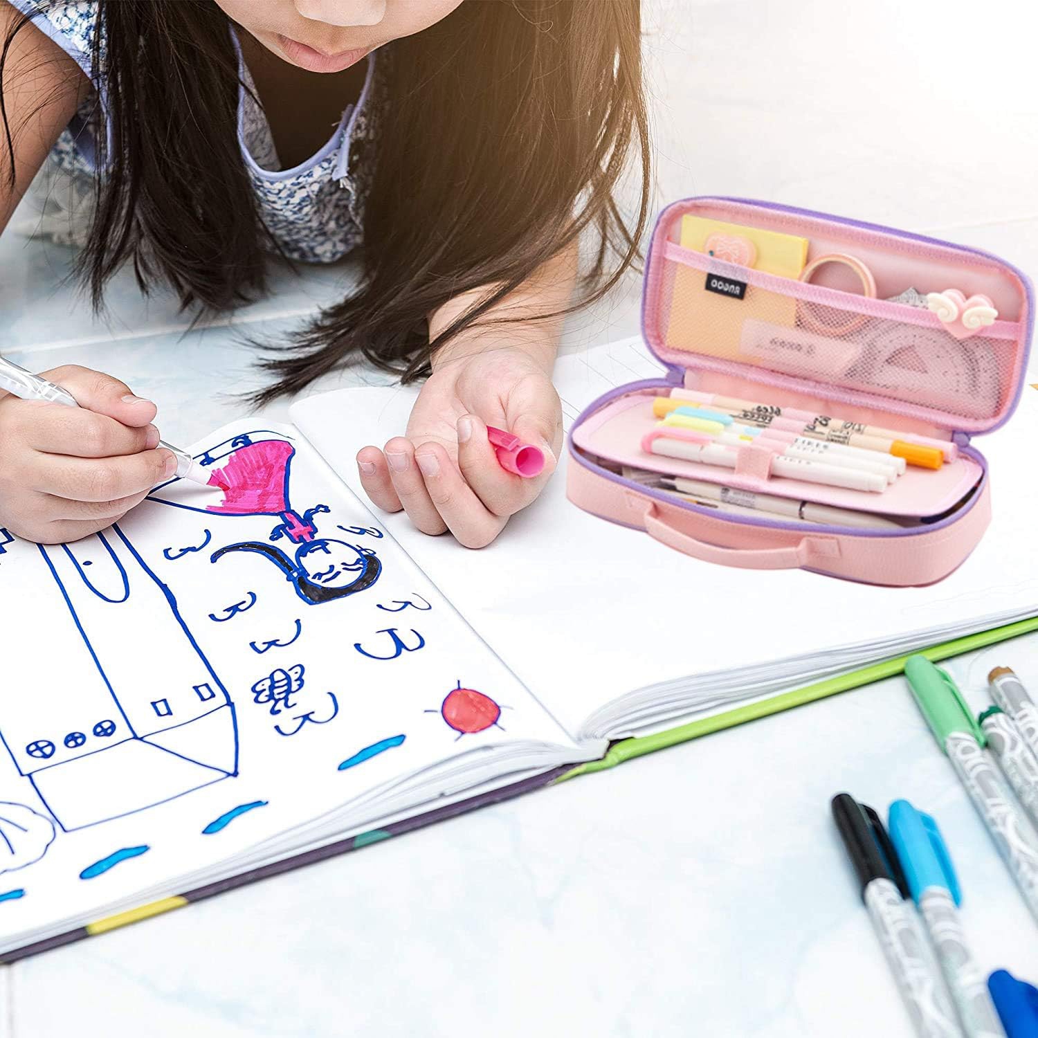 Cute Pencil Case, Pencil Pouch Pencil Bag Storage Box Stationery Organizer Makeup Bag with Zipper Closure