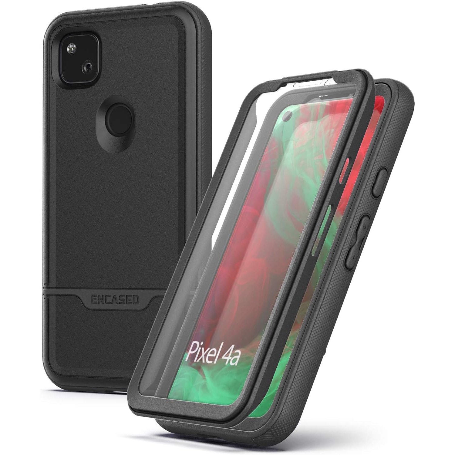 Pixel 4a Case with Screen Protector Rugged Full Body Protective Cover with Build-in Screen Guard