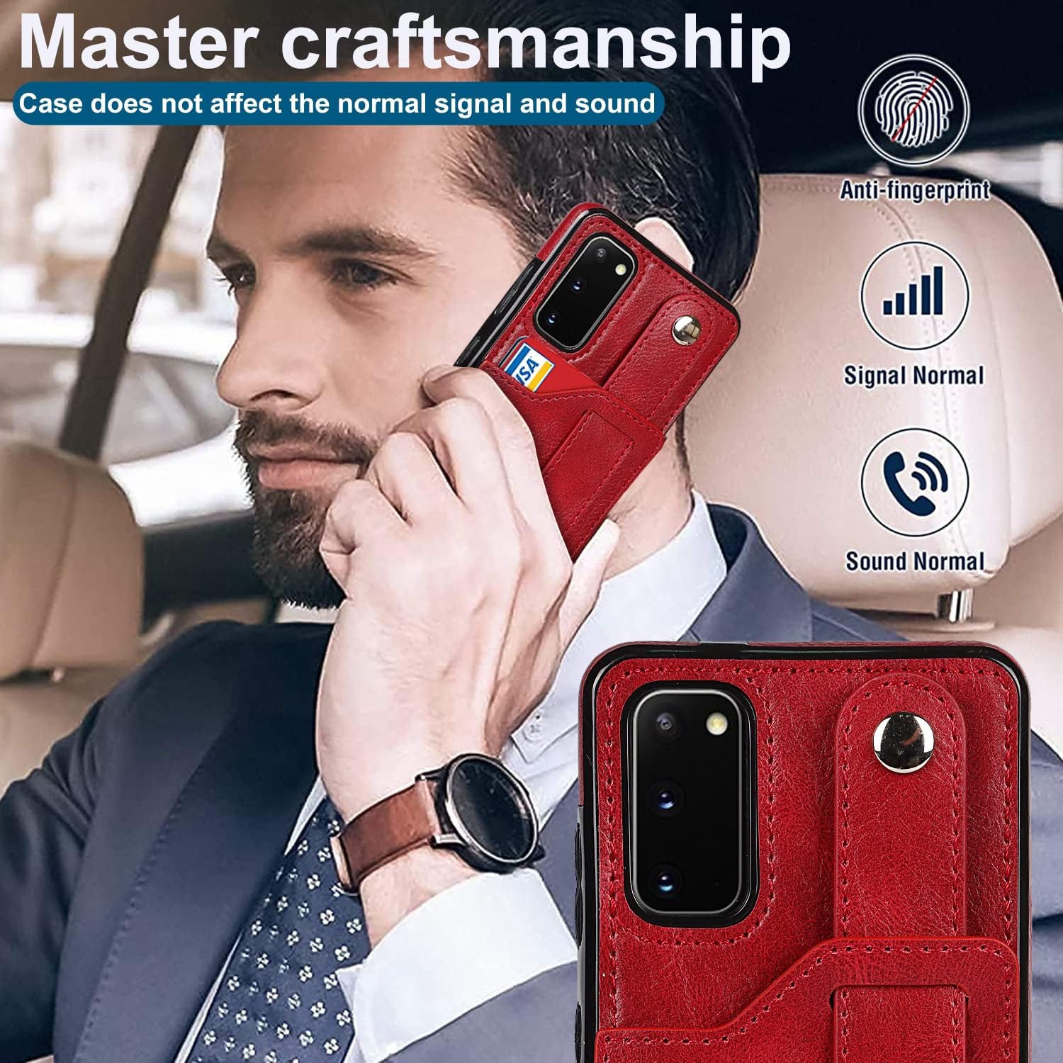 Compatible for Samsung Galaxy S20 5G Phone Case with Screen Protector Adjustable Wrist Strap Kickstand Credit Card Slot