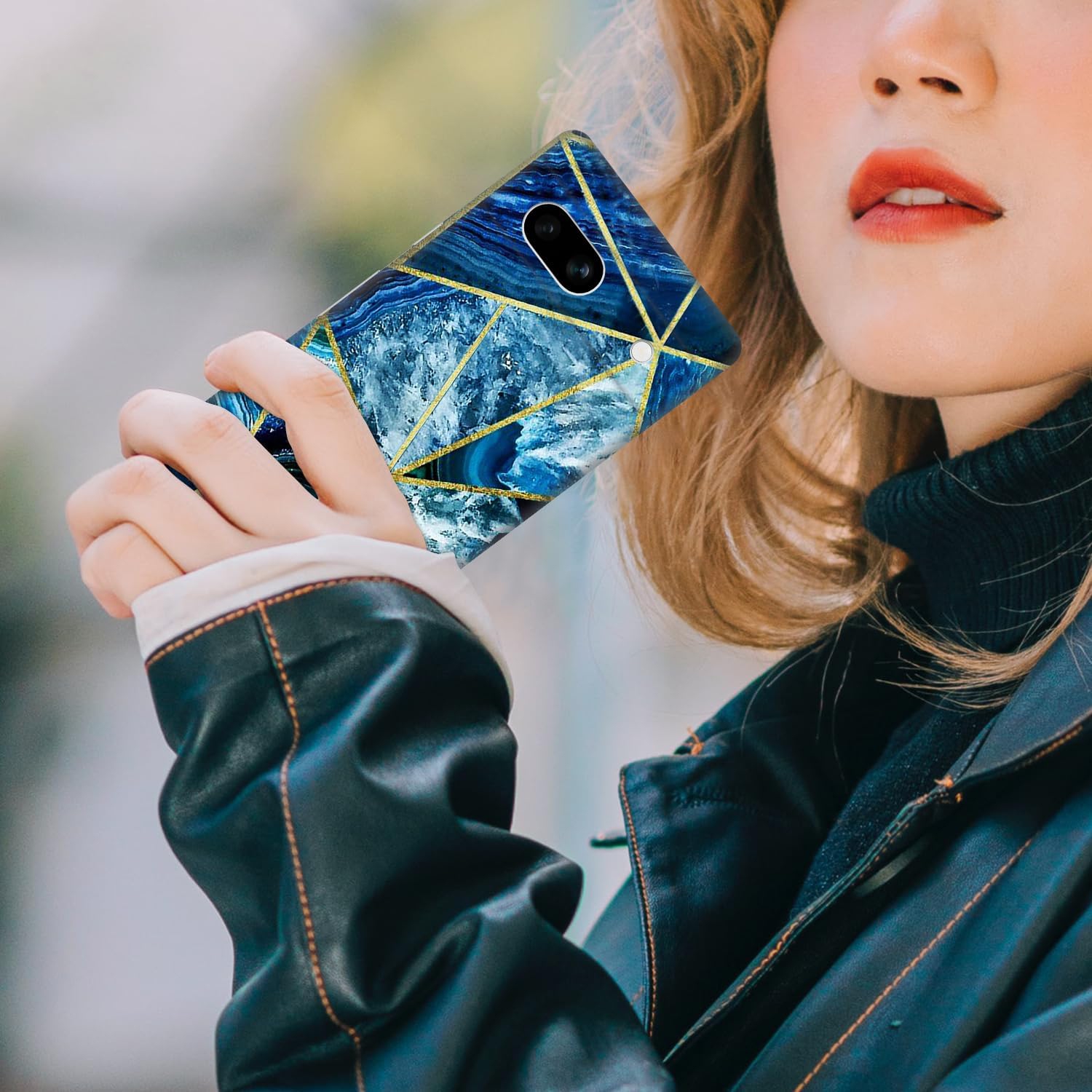 - Étui pour Pixel 7&nbsp;A de Google, étui pour Pixel 7&nbsp;A 5G - motif géométrique marbré bleu imprimé cute mince et élégant plastique rigide