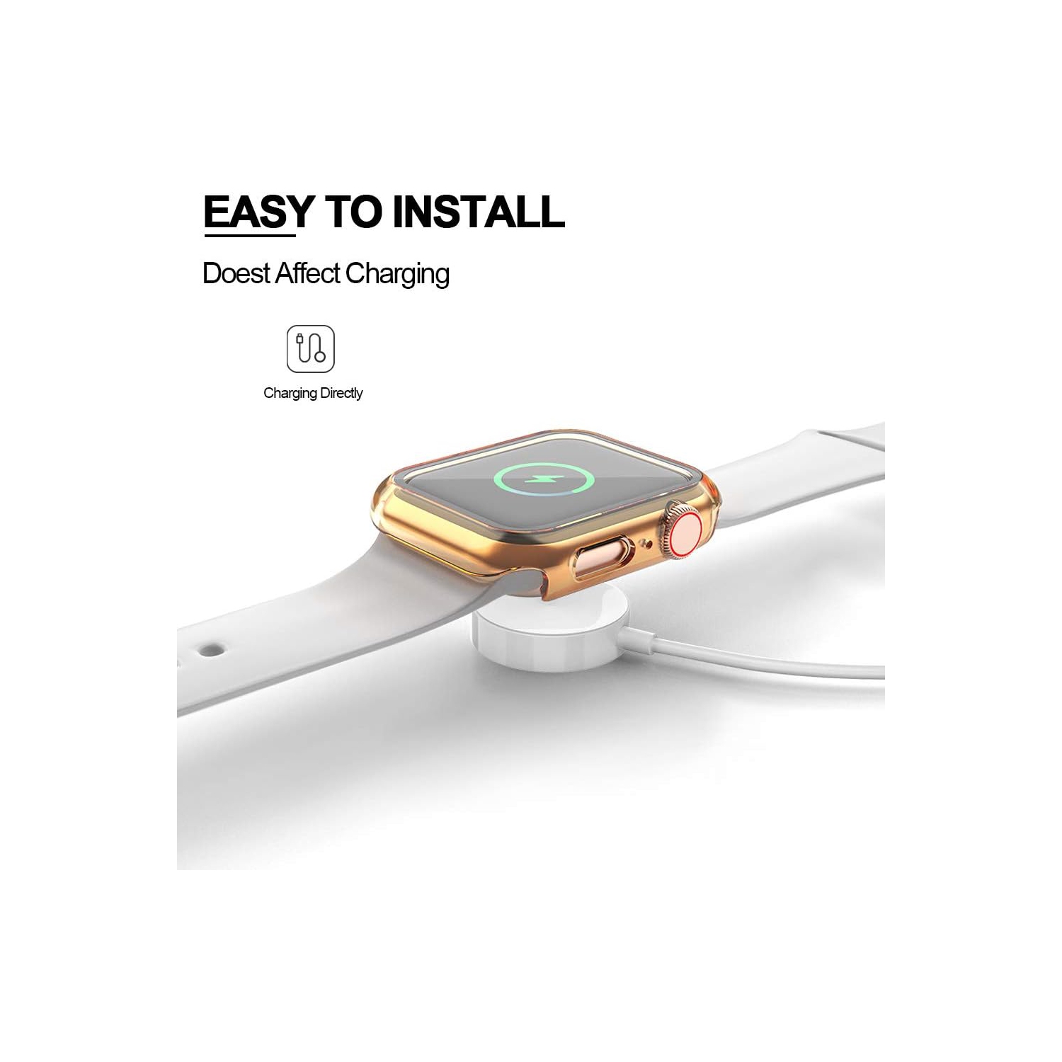 Étui de montre compatible avec l'étui de la montre Apple Watch Series se/6/5/4/3 avec protecteur d'écran en verre tout autour de l'étui rigide pour PC