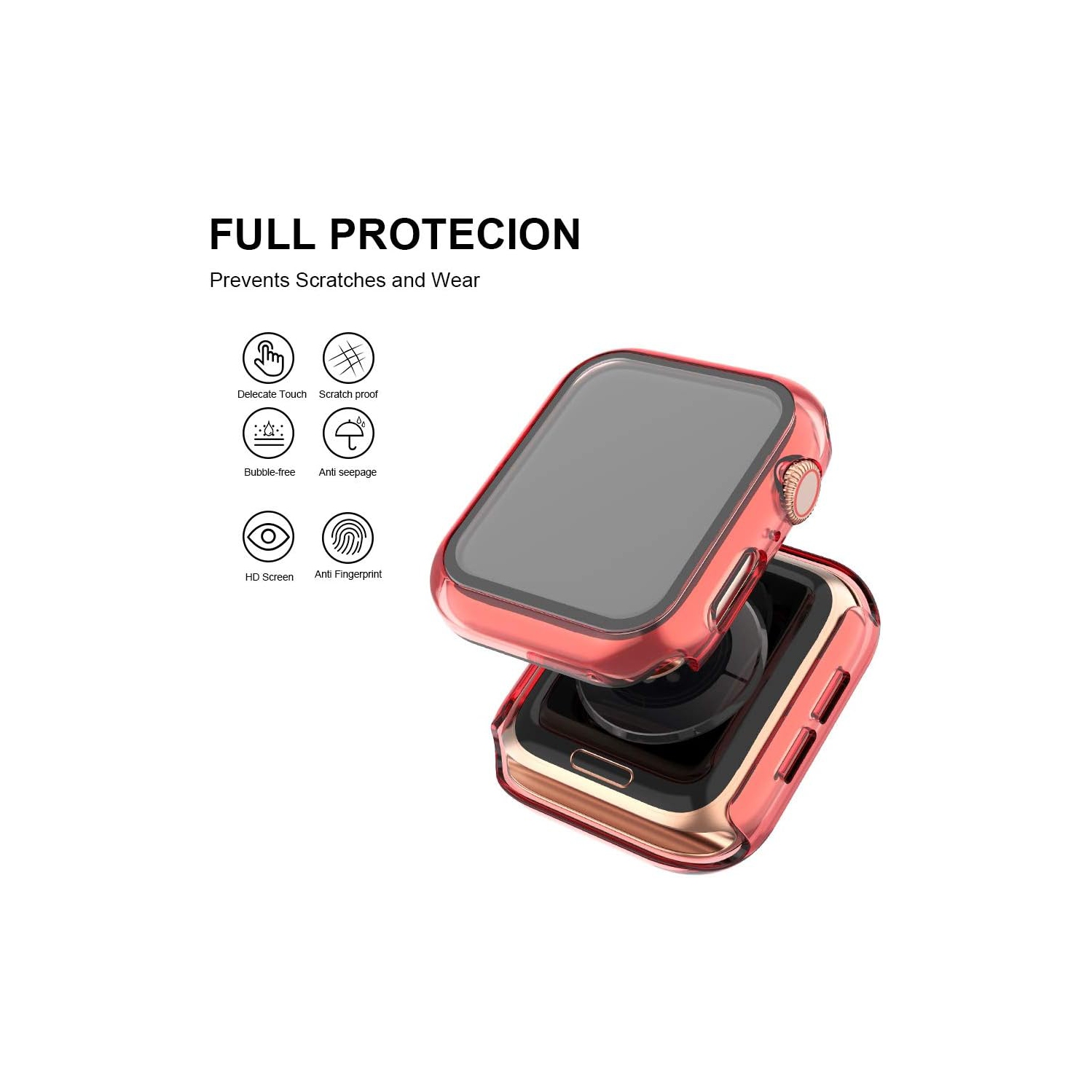 Étui de montre compatible avec l'étui de la montre Apple Watch Series se/6/5/4/3 avec protecteur d'écran en verre tout autour de l'étui rigide pour PC