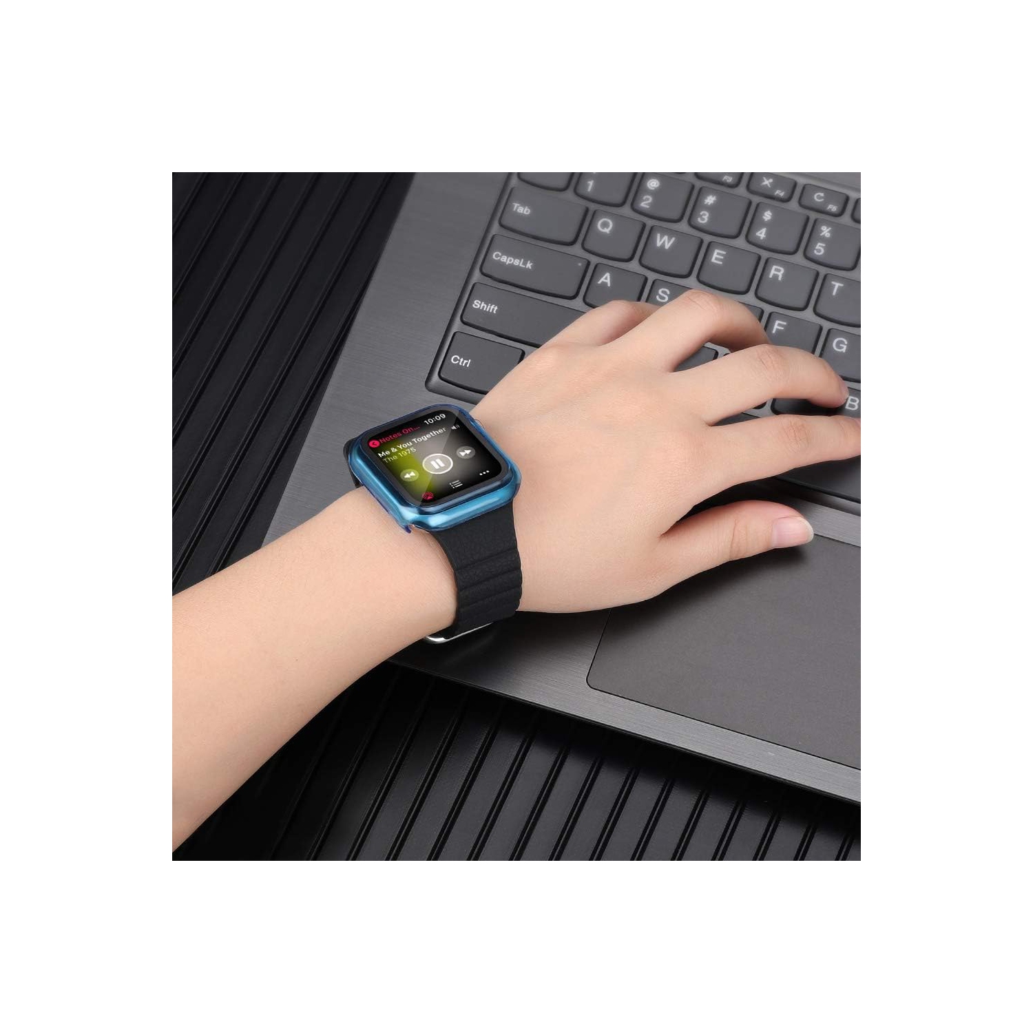 Étui de montre compatible avec l'étui de la montre Apple Watch Series se/6/5/4/3 avec protecteur d'écran en verre tout autour de l'étui rigide pour PC