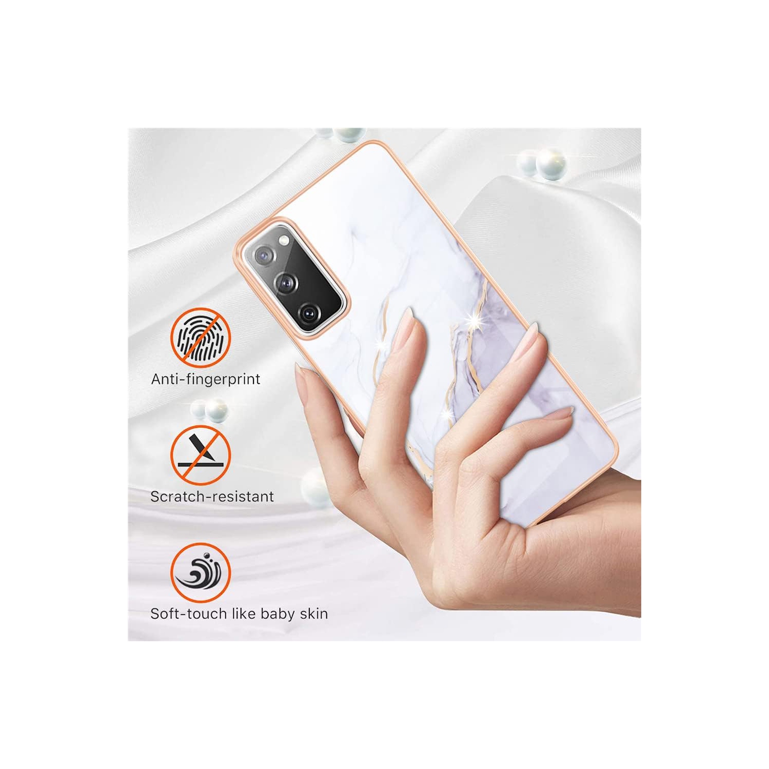 Compatible avec l'étui FE pour femmes Galaxy S20 de Samsung; Cute Marble Designs – bordure de protection mince et robuste Luxury