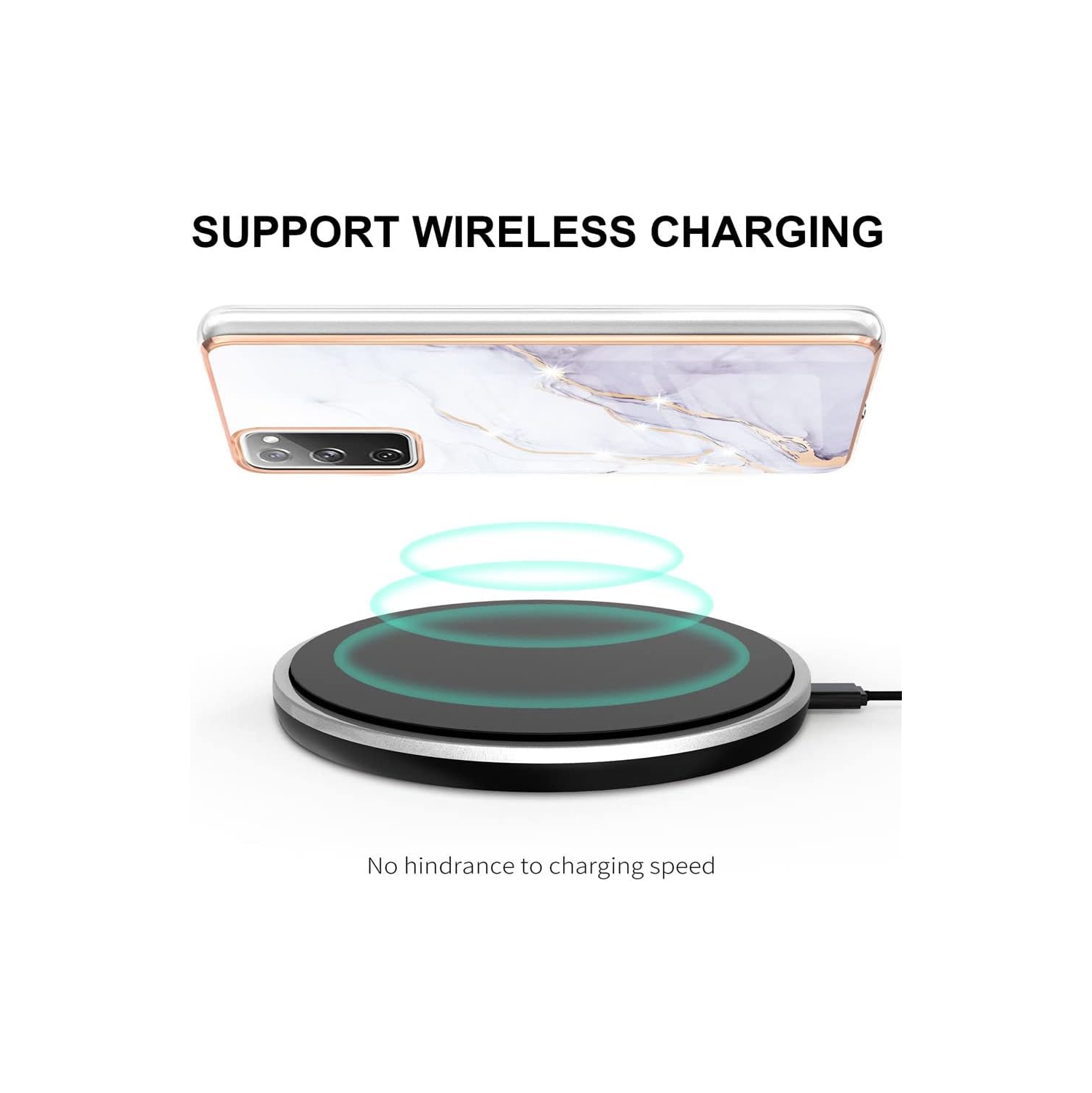 Compatible avec l'étui FE pour femmes Galaxy S20 de Samsung; Cute Marble Designs – bordure de protection mince et robuste Luxury