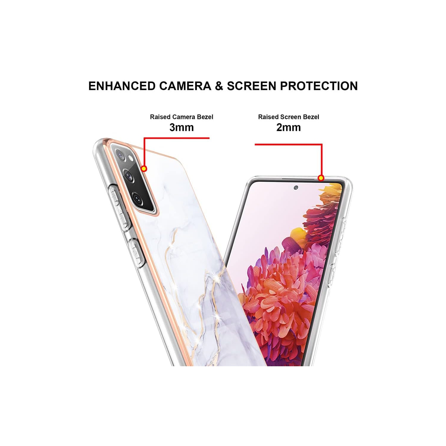 Compatible avec l'étui FE pour femmes Galaxy S20 de Samsung; Cute Marble Designs – bordure de protection mince et robuste Luxury