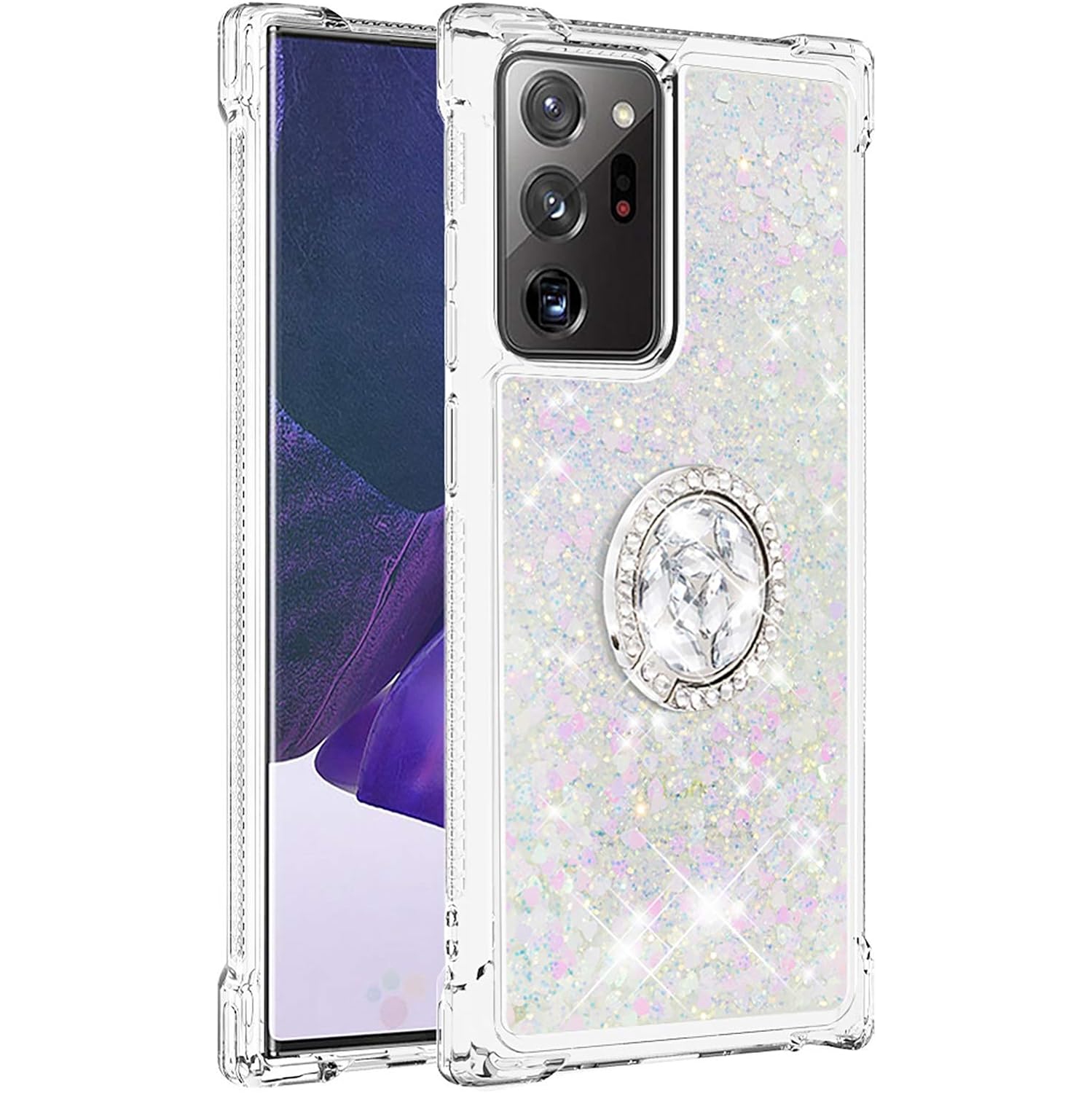 Étui Ultra pour Galaxy Note 20 de Samsung, étui souple flottant flottant liquide QuickSand Glitter transparent et support