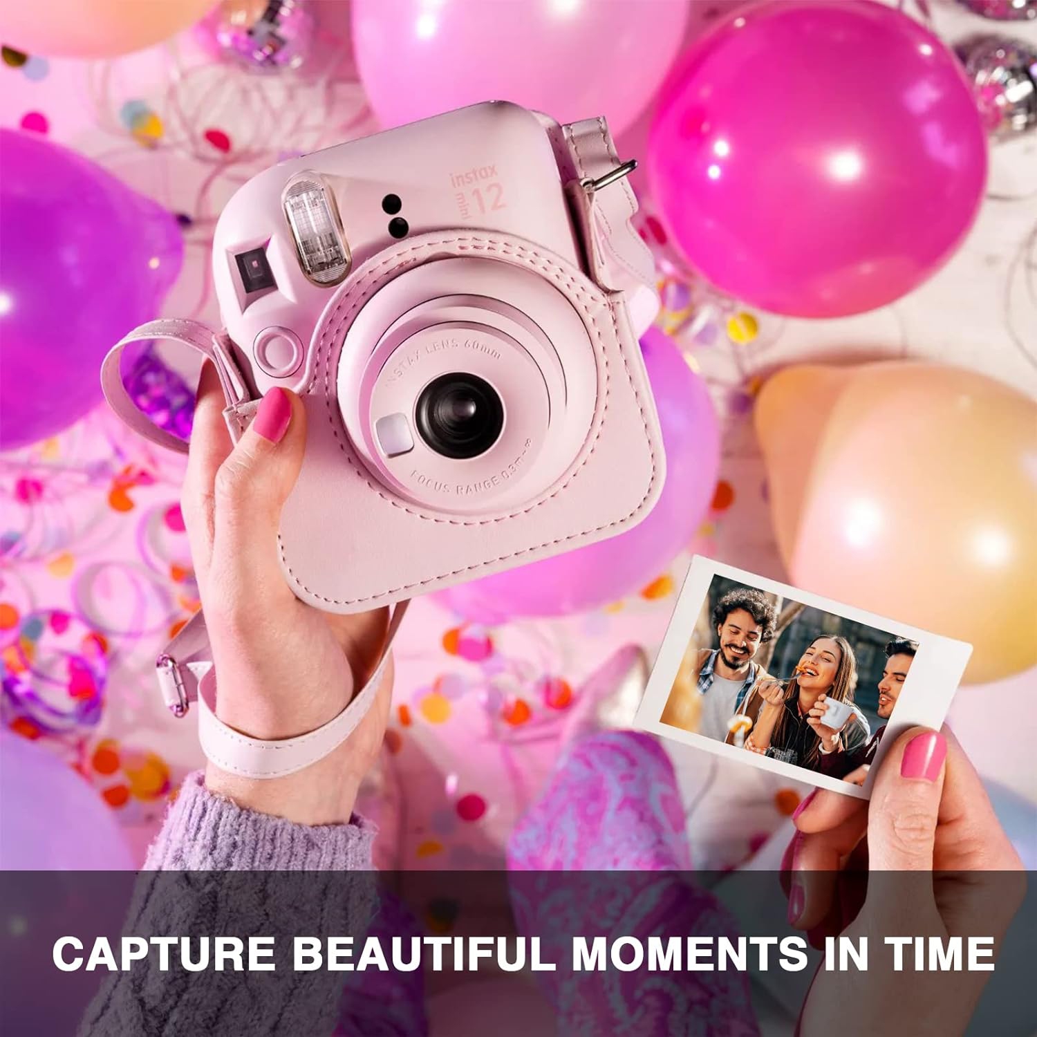 Protective Case for Fujifilm Instax Mini 12 Camera, PU Leather Instax Mini 12 Case with 64 Pockets Mini Photo