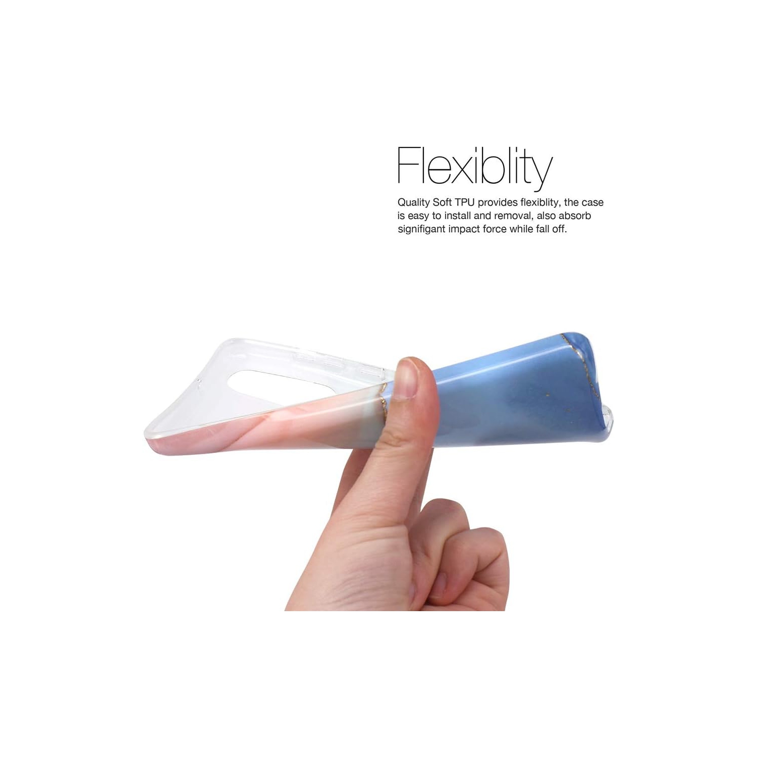 Compatible Huawei P30 Case Gold Glitter Sparkle Blue Marble Design Clear Bumper Glossy TPU Soft Rubber Silicone