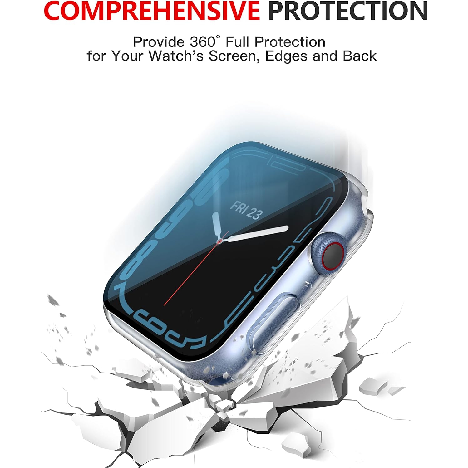 [2-en-1] Étui étanche avec protecteur d'écran en verre trempé pour Apple Watch Series 6 se Series 5 Series 4 40&nbsp;mm,
