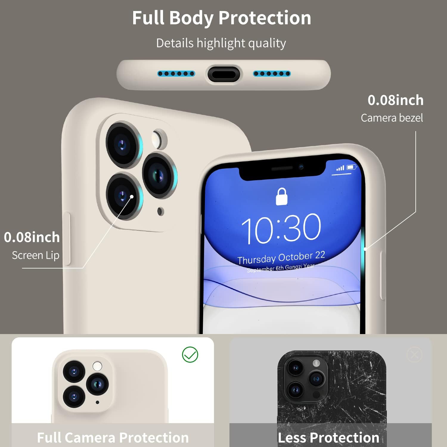 for iPhone 11 Pro Case with Screen Protector - Upgraded Camera Lens Protector - Soft Full Coverage Liquid