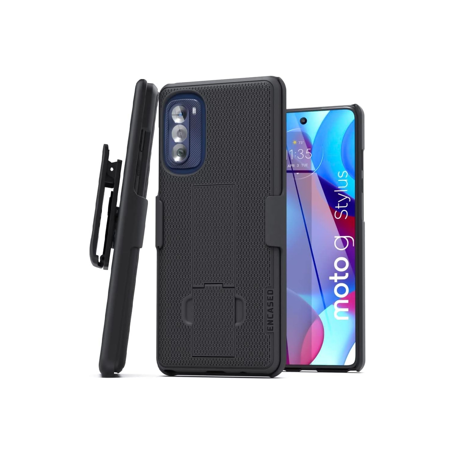 Belt Clip Holster for Moto G Stylus 5G 2022 Case with Kickstand Black