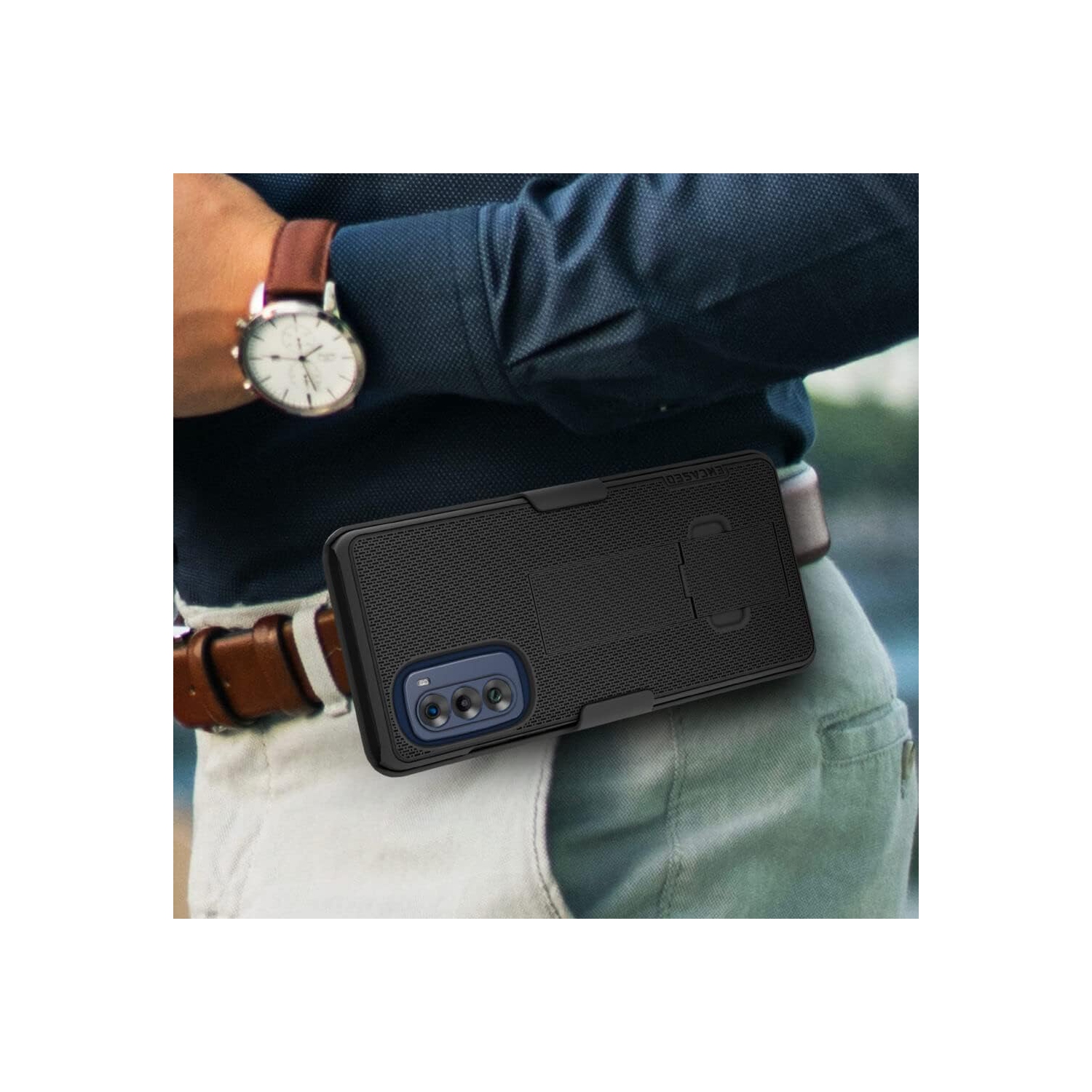 Belt Clip Holster for Moto G Stylus 5G 2022 Case with Kickstand Black