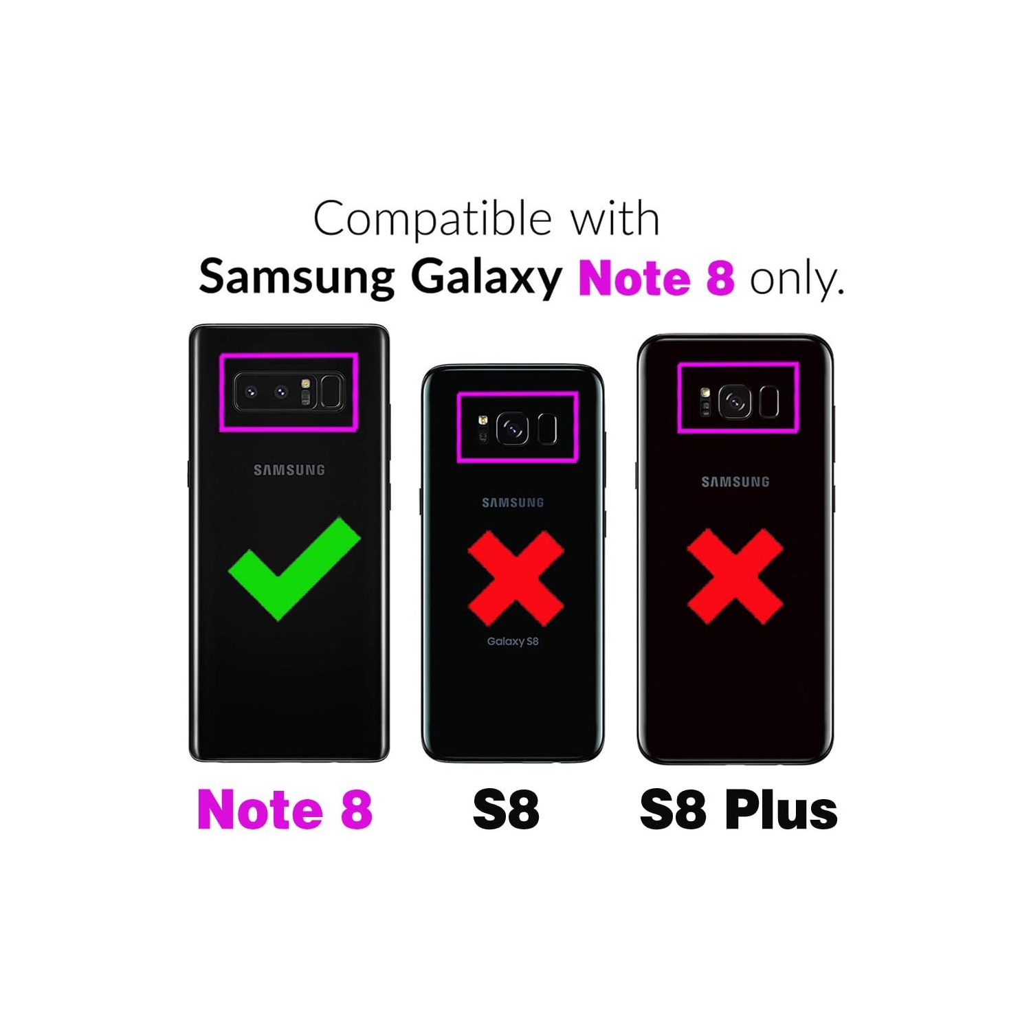 Compatible avec l'étui pour Galaxy Note 8 de Samsung et la béquille pour support de carte en verre trempé