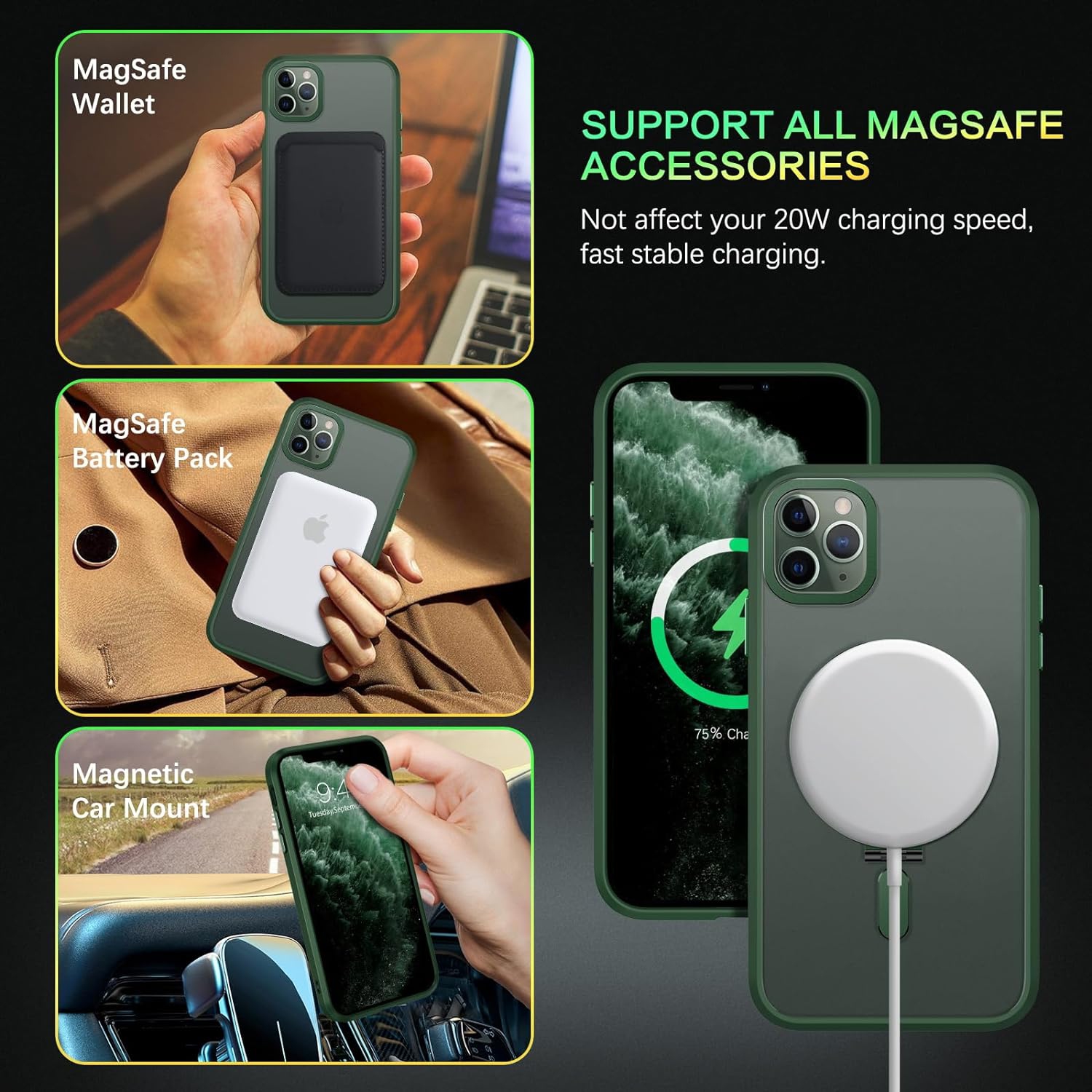 Magnetic Case for iPhone 11 Pro Max Compatible with MagSafe, Magnetic Kickstand iPhone 11 Pro Max Case Cover