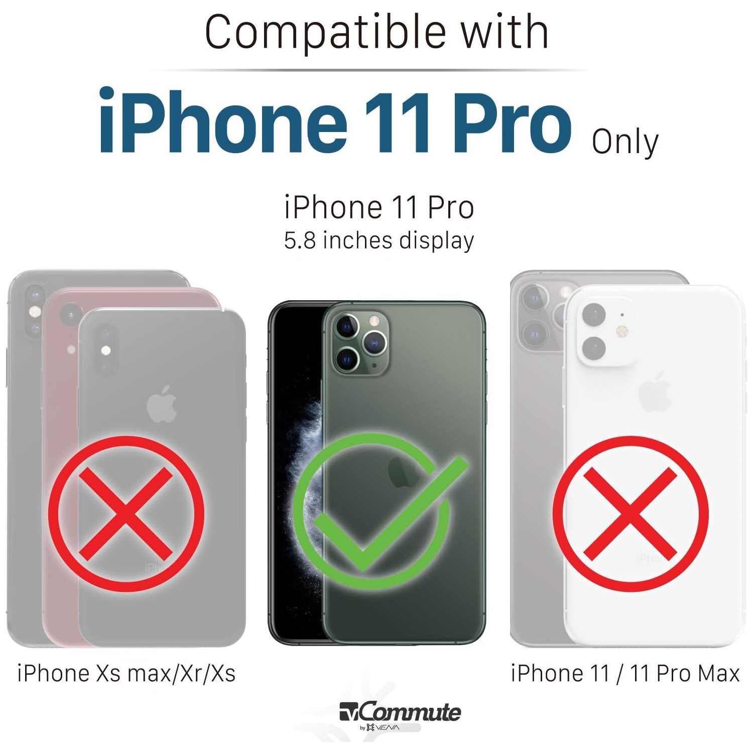 vCommute Wallet Case Compatible with Apple iPhone 11 Pro, (Military Grade Drop Protection) Flip