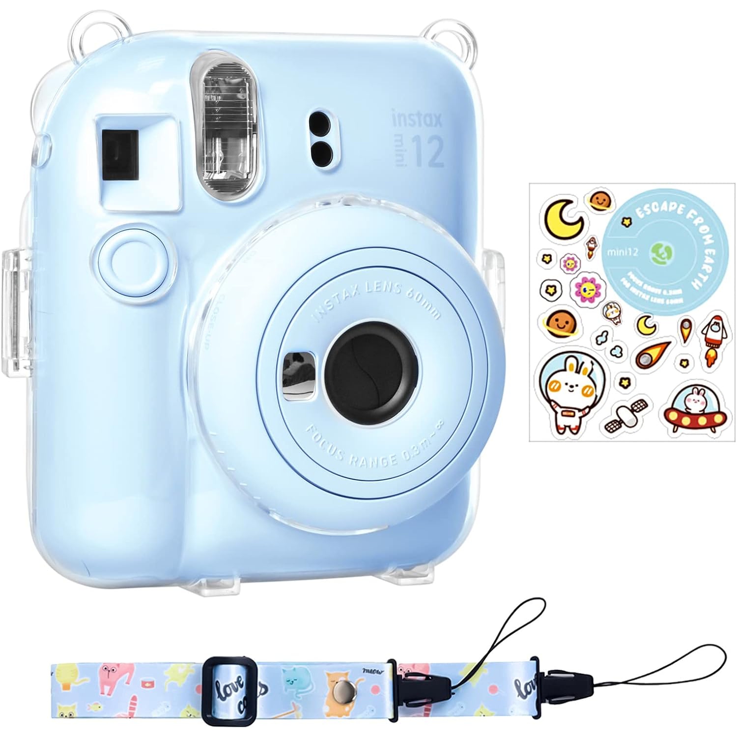 Clear Case for Fuji Instax Mini 12/Polaroid Mini 12, Case for Fujifilm Instax Mini 12 Instant Camera with Back