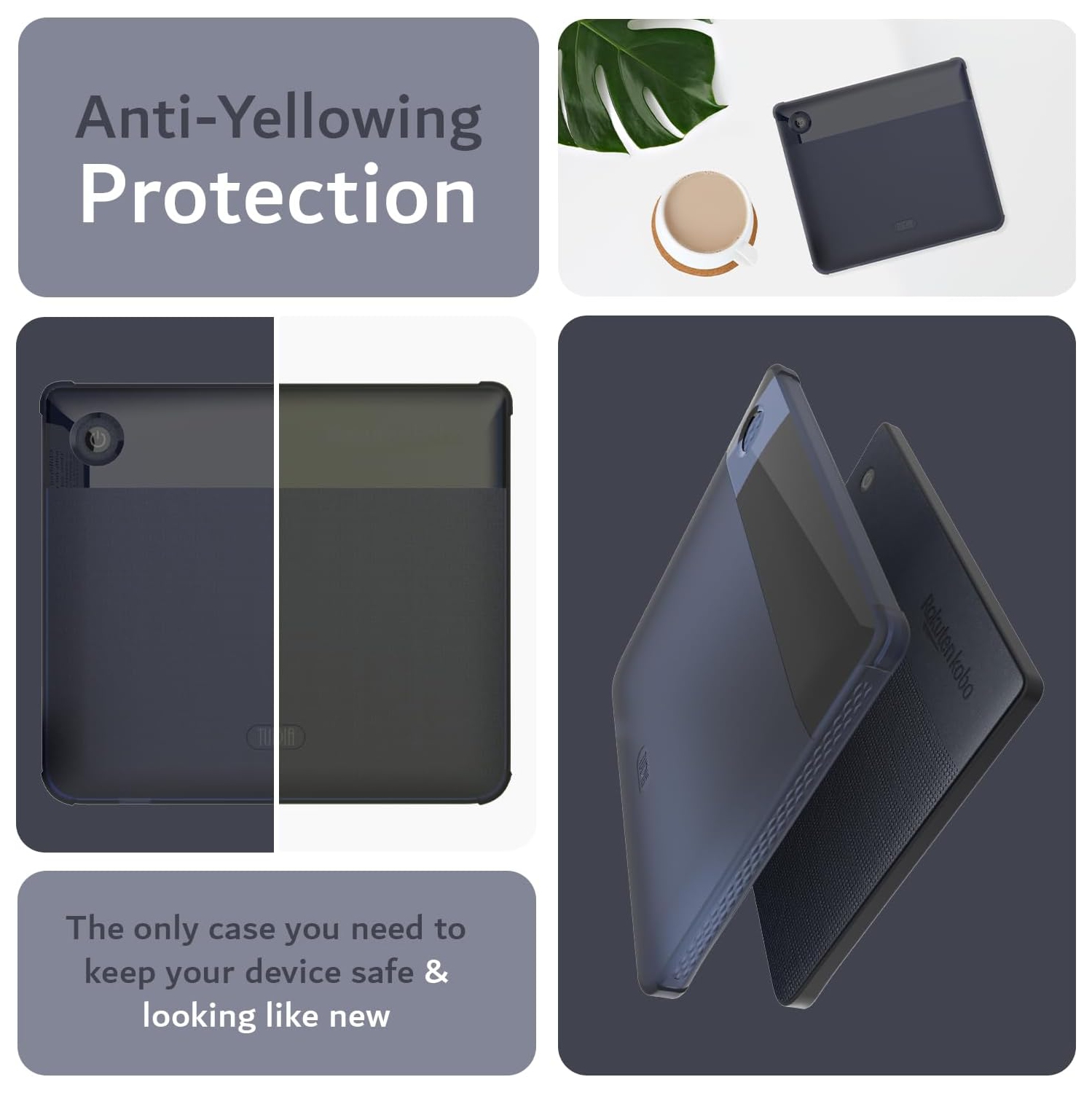 SKN Designed for Kobo Libra 2 Case 7" Cover, [Reinforced Corners] Shockproof Slim Anti-Yellowing Silicone Gel