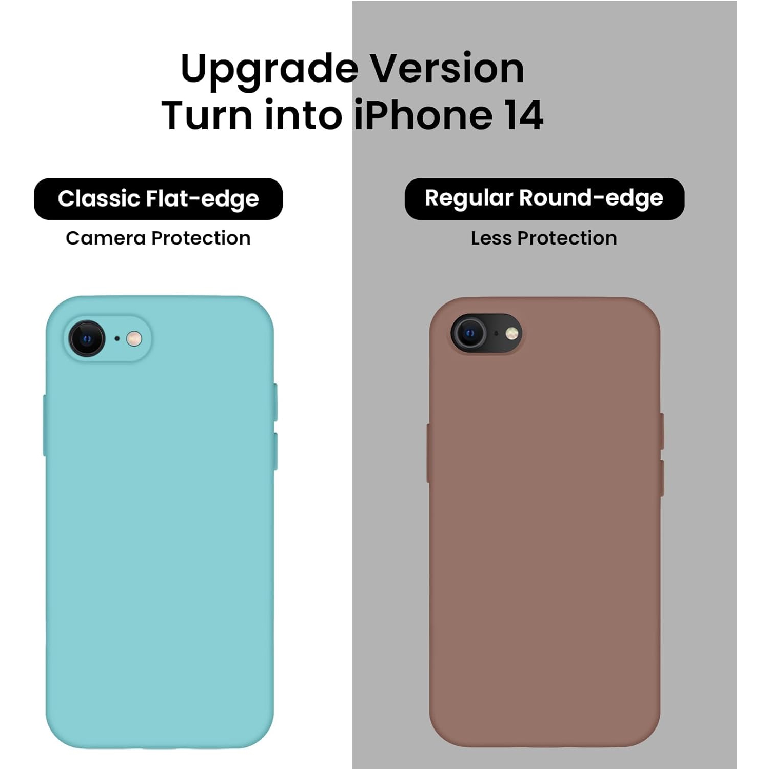 Étui iPhone SE 2022/2020, étui iPhone 7 8, étui en silicone amélioré [bords carrés] et étui pour téléphone [Camera Protecion]