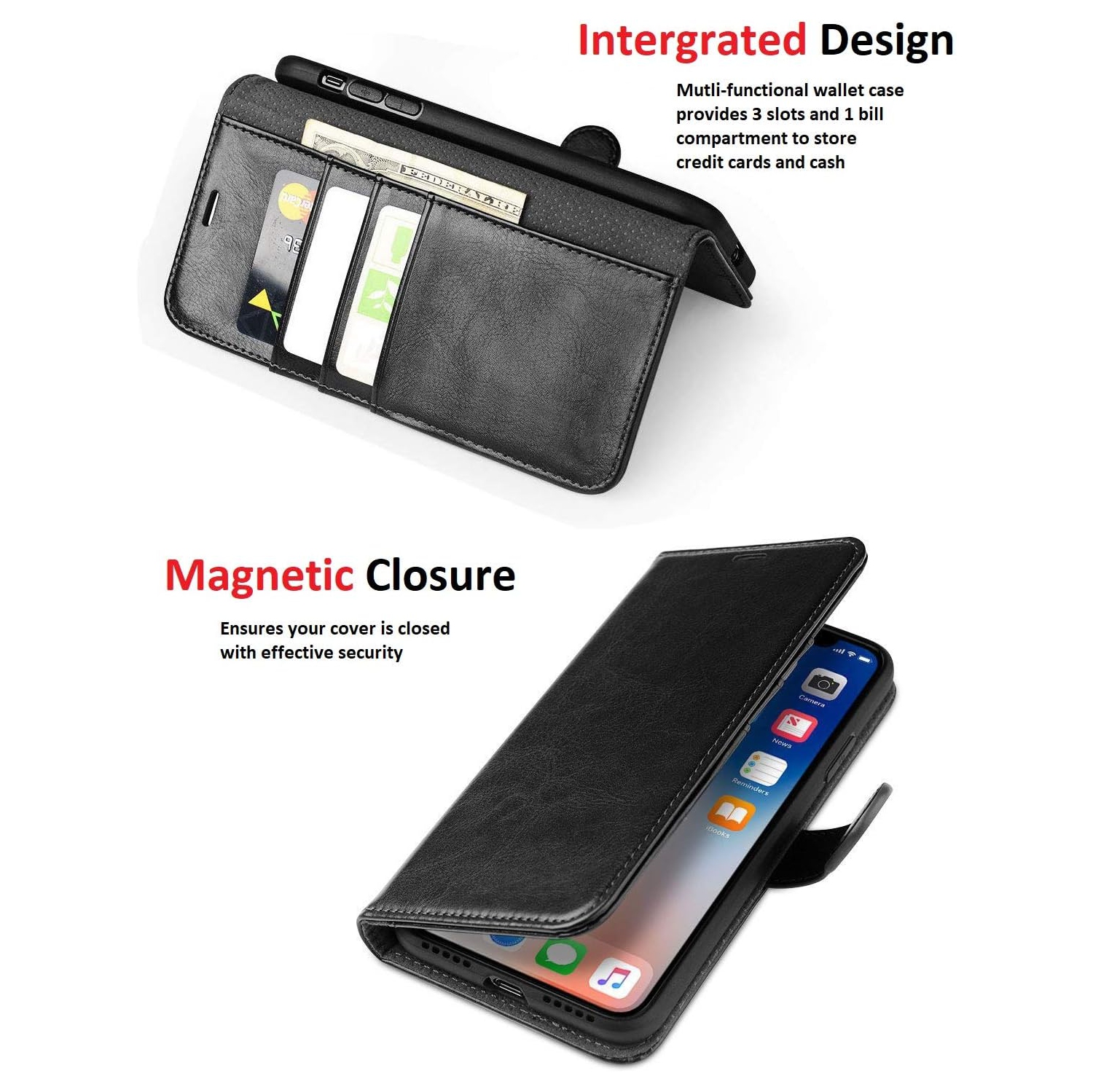 [Portefeuille en cuir] Étui pour Galaxy S8 plus de Samsung, Carte antichoc Folio Flip béquille en TPUR [fermeture magnétique]