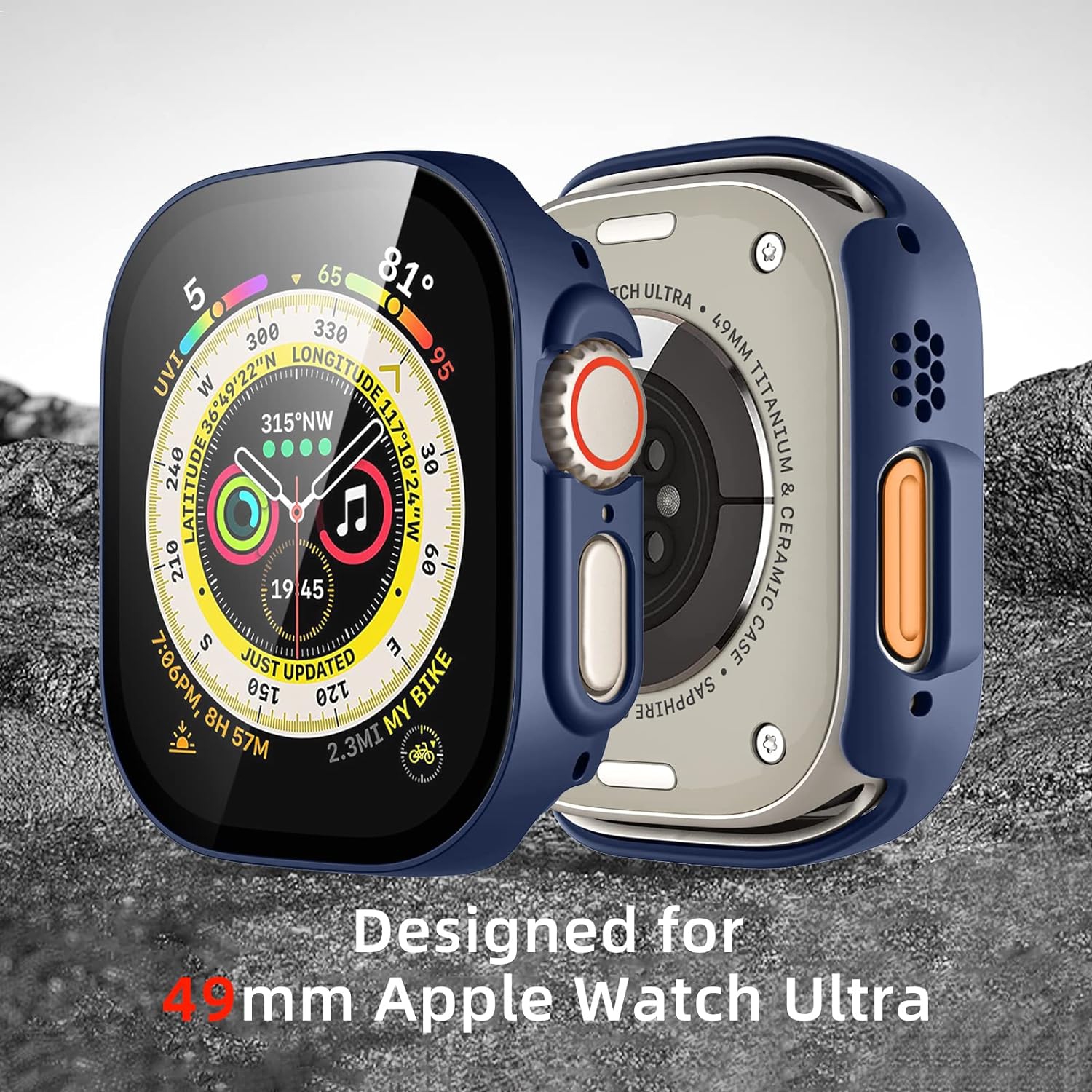 Paquet de 3 protecteurs d'écran étanches compatible avec l'étui 49 mm Ultra pour Apple Watch, PC rigide antibuée