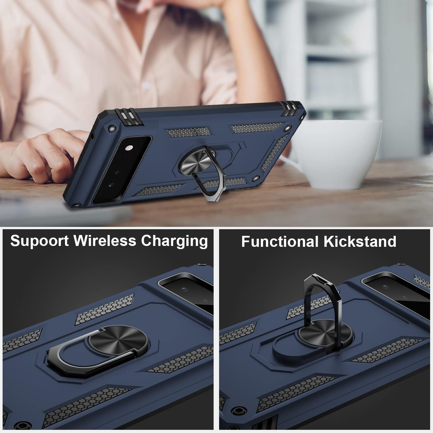 Suitable for Google Pixel 6 Case,Military Grade Shockproof Heavy Duty Protective Phone Case Pass 16ft Drop Test