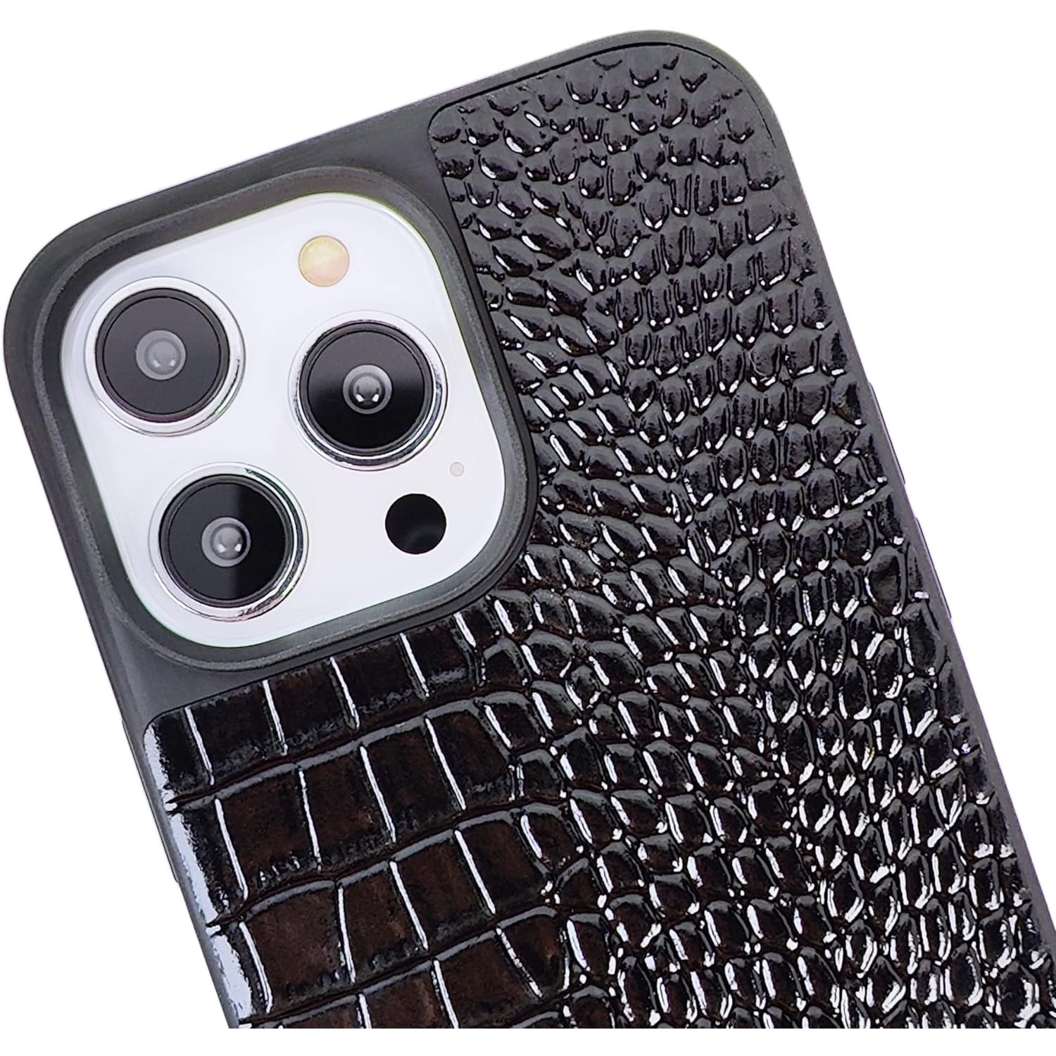 iPhone 14 Pro Max Case for Women, Crocodile Synthetic Patent Leather Cover, Classic Fashion for iPhone14 Pro Max