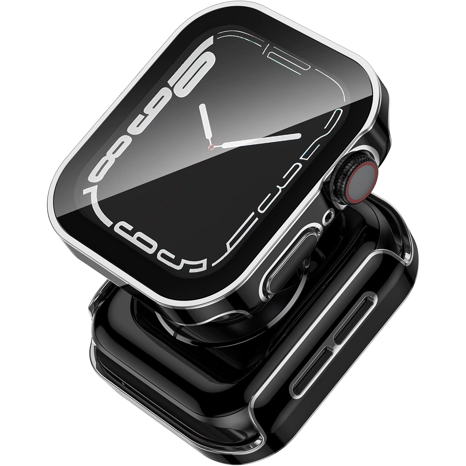 Boîtier rigide compatible avec l'Apple Watch 45&nbsp;mm 44&nbsp;mm 41&nbsp;mm série 40&nbsp;mm 8/7/6/5/4/se avec écran en verre trempé