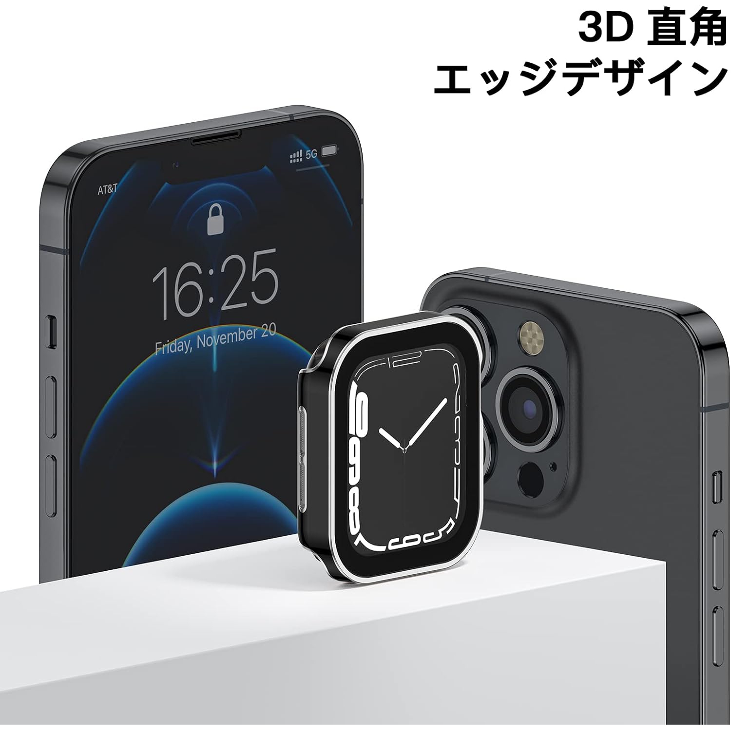 Boîtier rigide compatible avec l'Apple Watch 45 mm 44 mm 41 mm série 40 mm 8/7/6/5/4/se avec écran en verre trempé