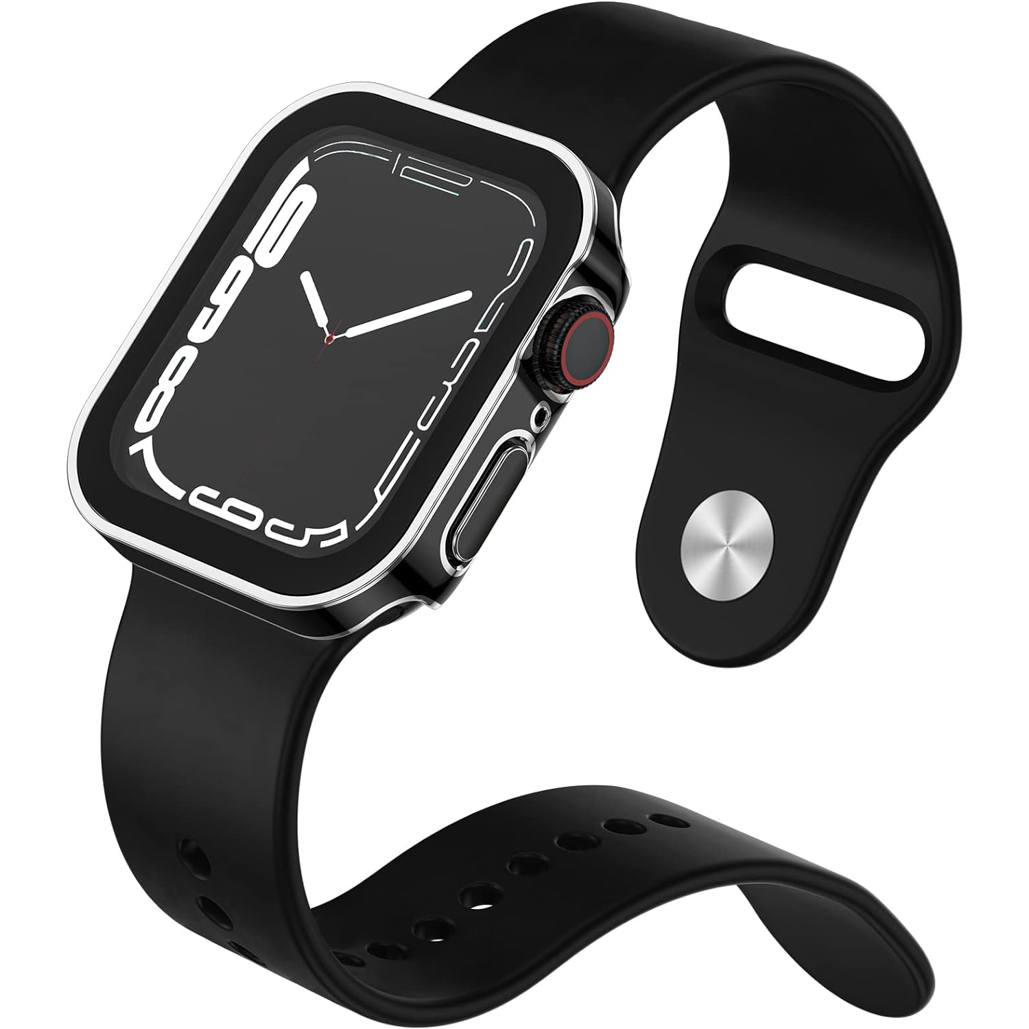 Boîtier rigide compatible avec l'Apple Watch 45 mm 44 mm 41 mm série 40 mm 8/7/6/5/4/se avec écran en verre trempé