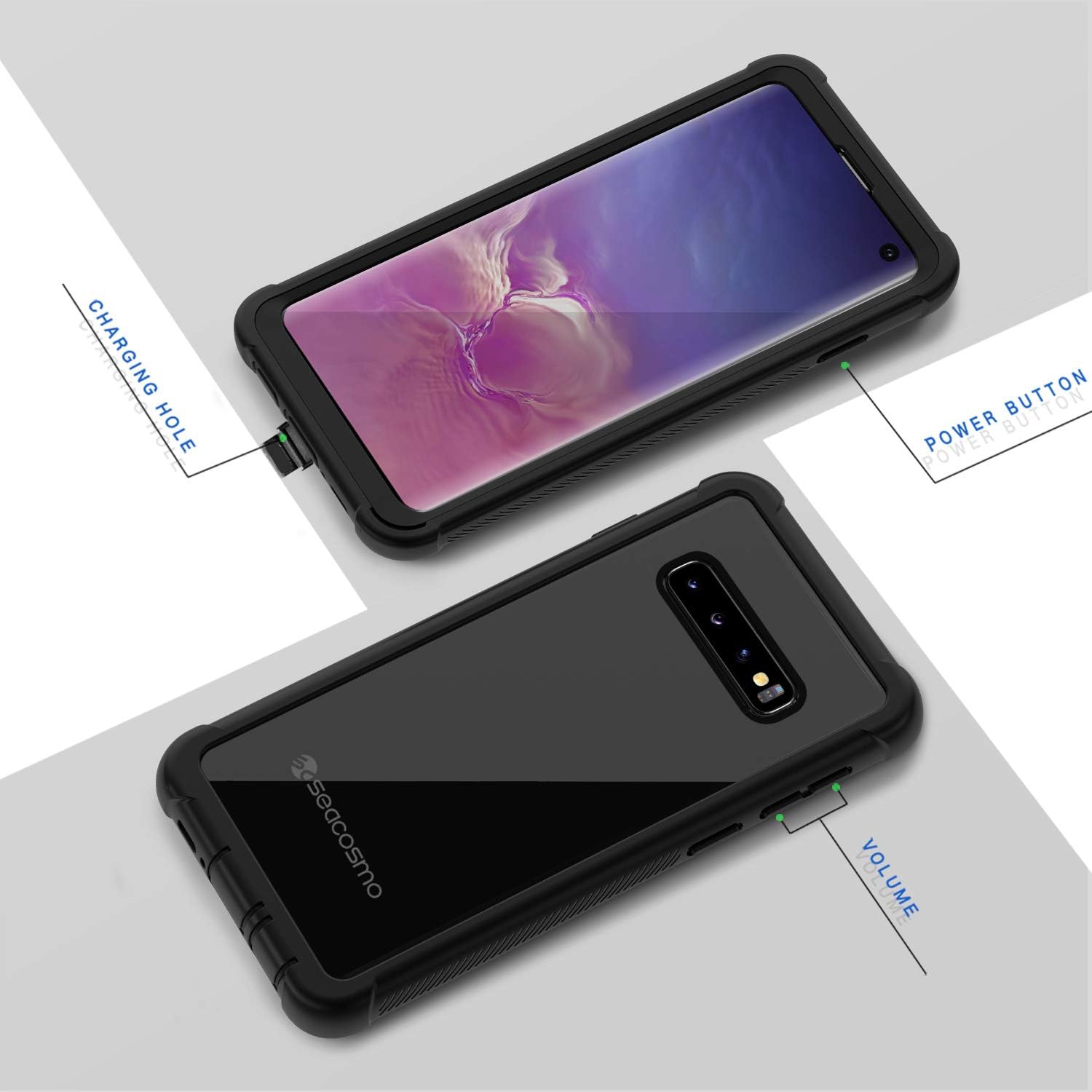 Samsung S10 Case, [Built-in Screen Protector] Shockproof S10 Phone Case Clear Bumper Protective Cover