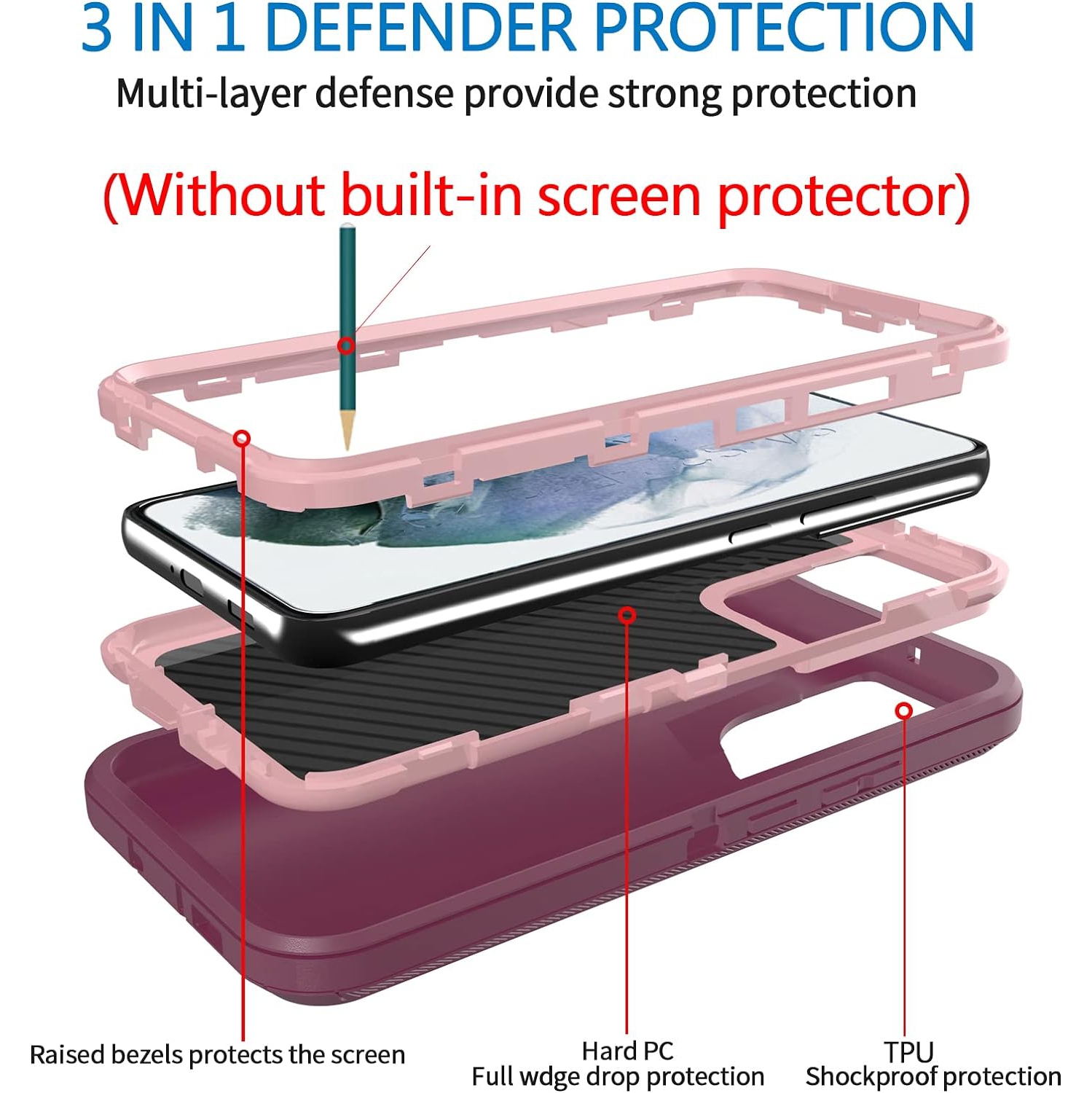 Étui Defender robuste et hermétique à la poussière 3-en-1 pour Galaxy A53 5G et Galaxy A53 5G de Samsung
