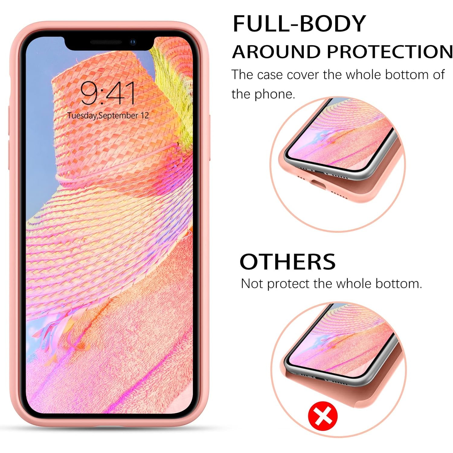 iPhone 11 Pro Case, Liquid Silicone Soft Gel Rubber Slim Cover with Microfiber Cloth Lining Shockproof Anti