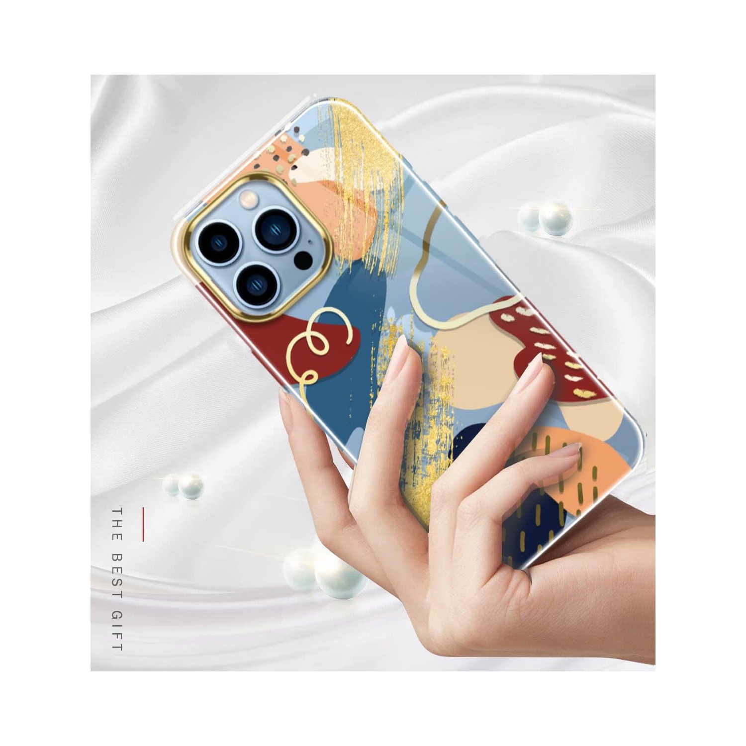 Compatible with iPhone 13 Pro Case with Flower,for Girly Women,Shockproof Clear Floral Pattern Hard Back Cover