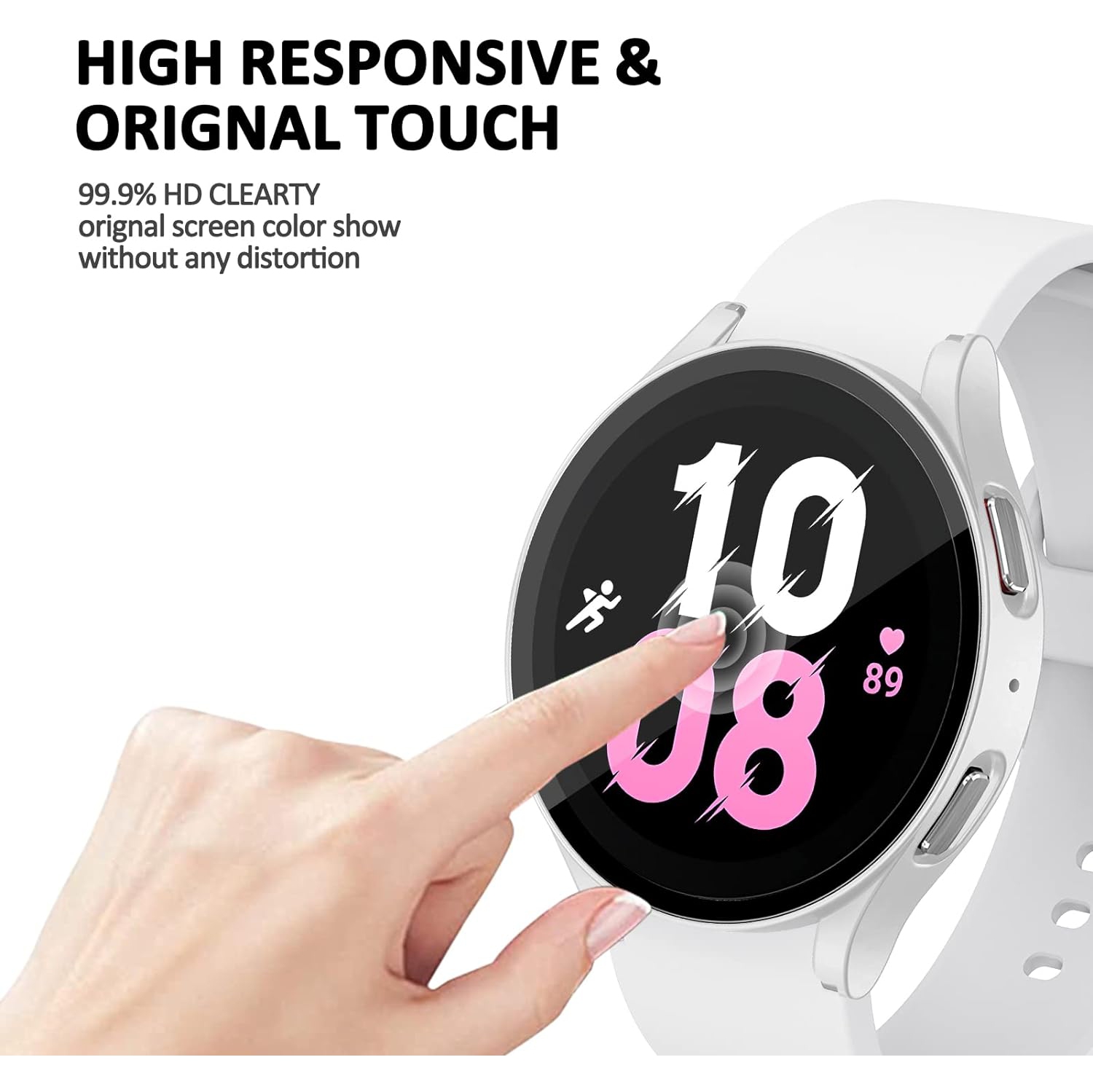 2 Pack Compatible for Samsung Galaxy Watch 5 44mm Case for Samsung Galaxy Watch 4 44mm Case, Hard PC Bumper Watch Case