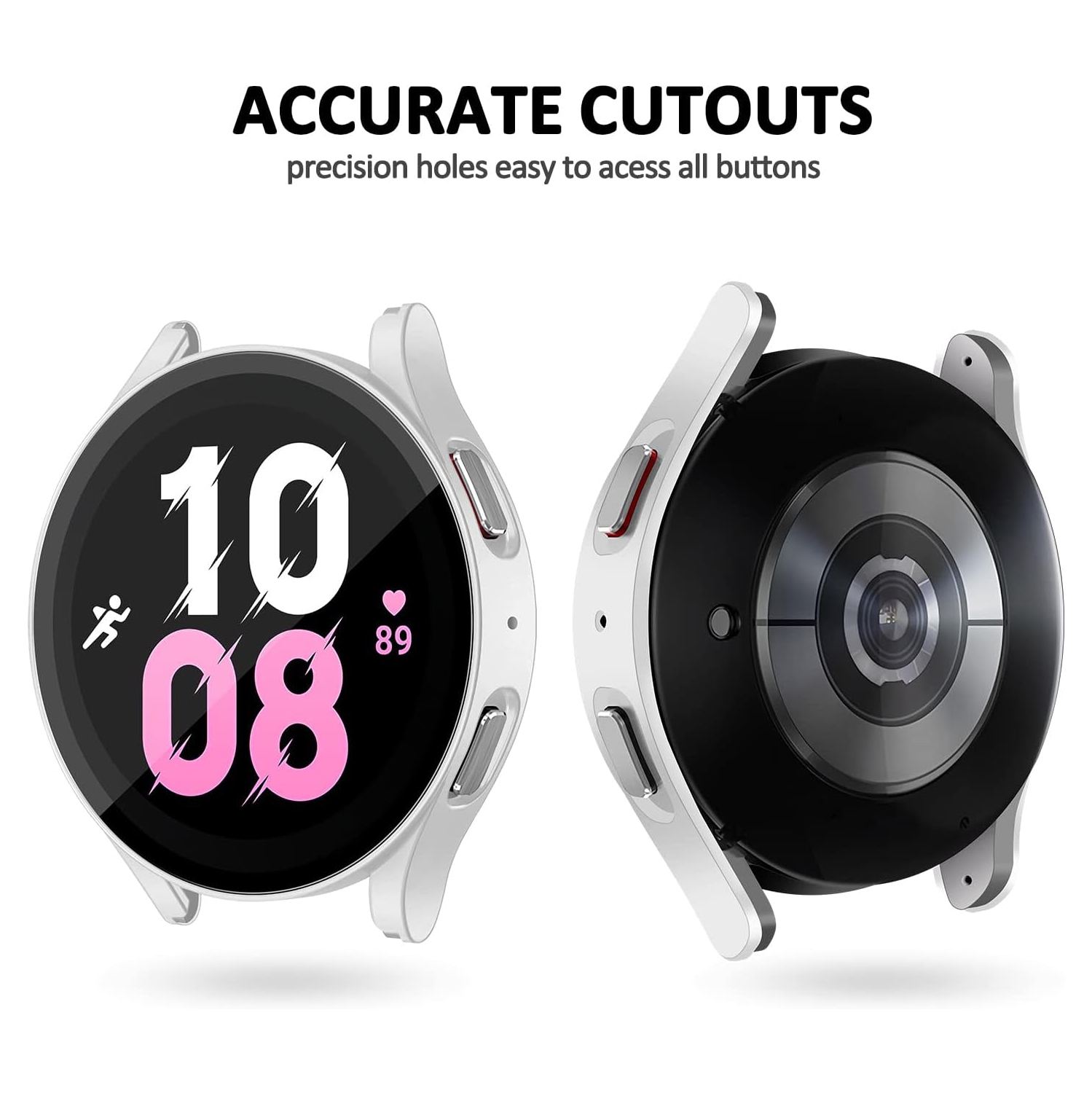 2 Pack Compatible for Samsung Galaxy Watch 5 44mm Case for Samsung Galaxy Watch 4 44mm Case, Hard PC Bumper Watch Case