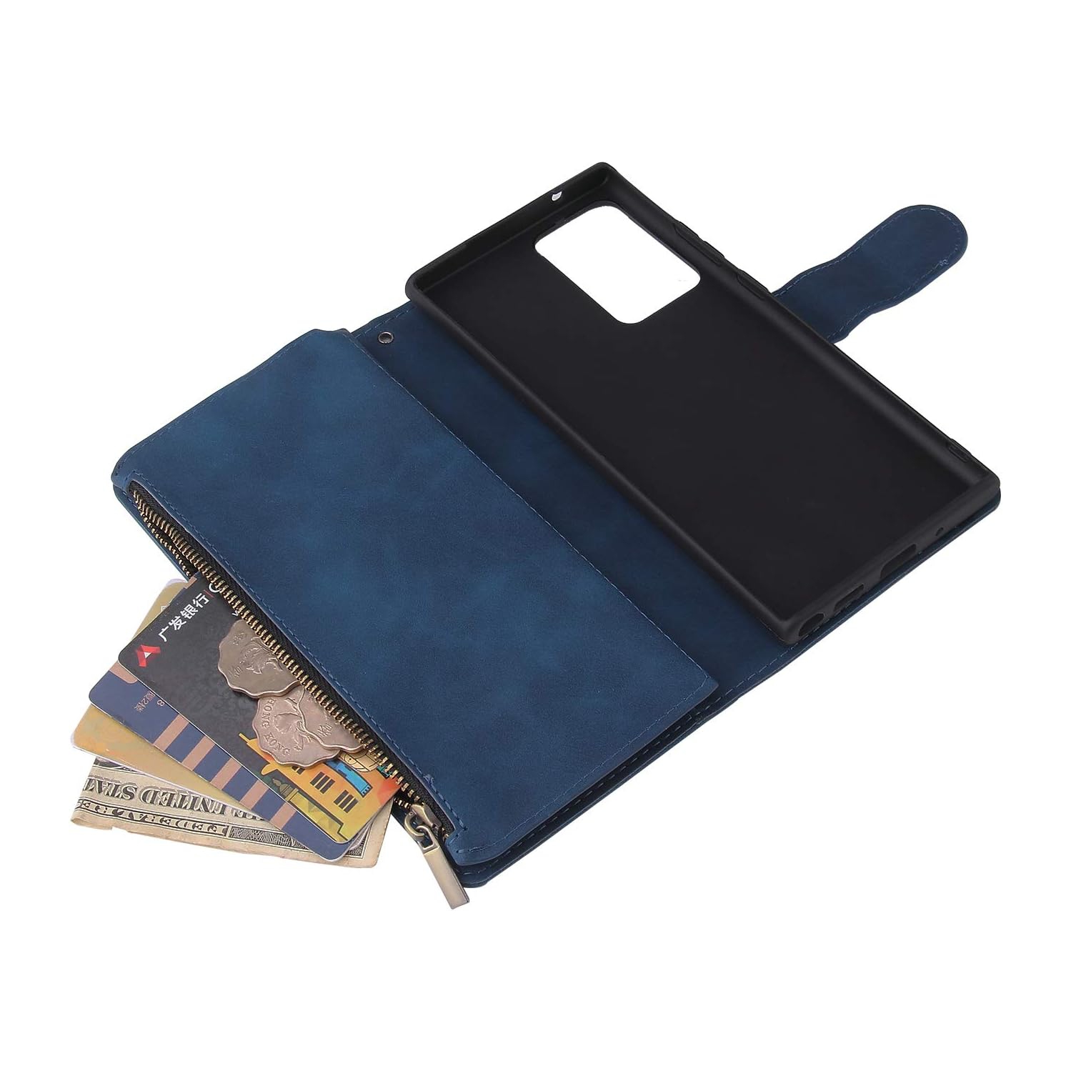 Compatible avec l'étui portefeuille Glaxay Note20 5G de Samsung pour Galaxy Note 20 avec protecteur d'écran et rabat en verre trempé