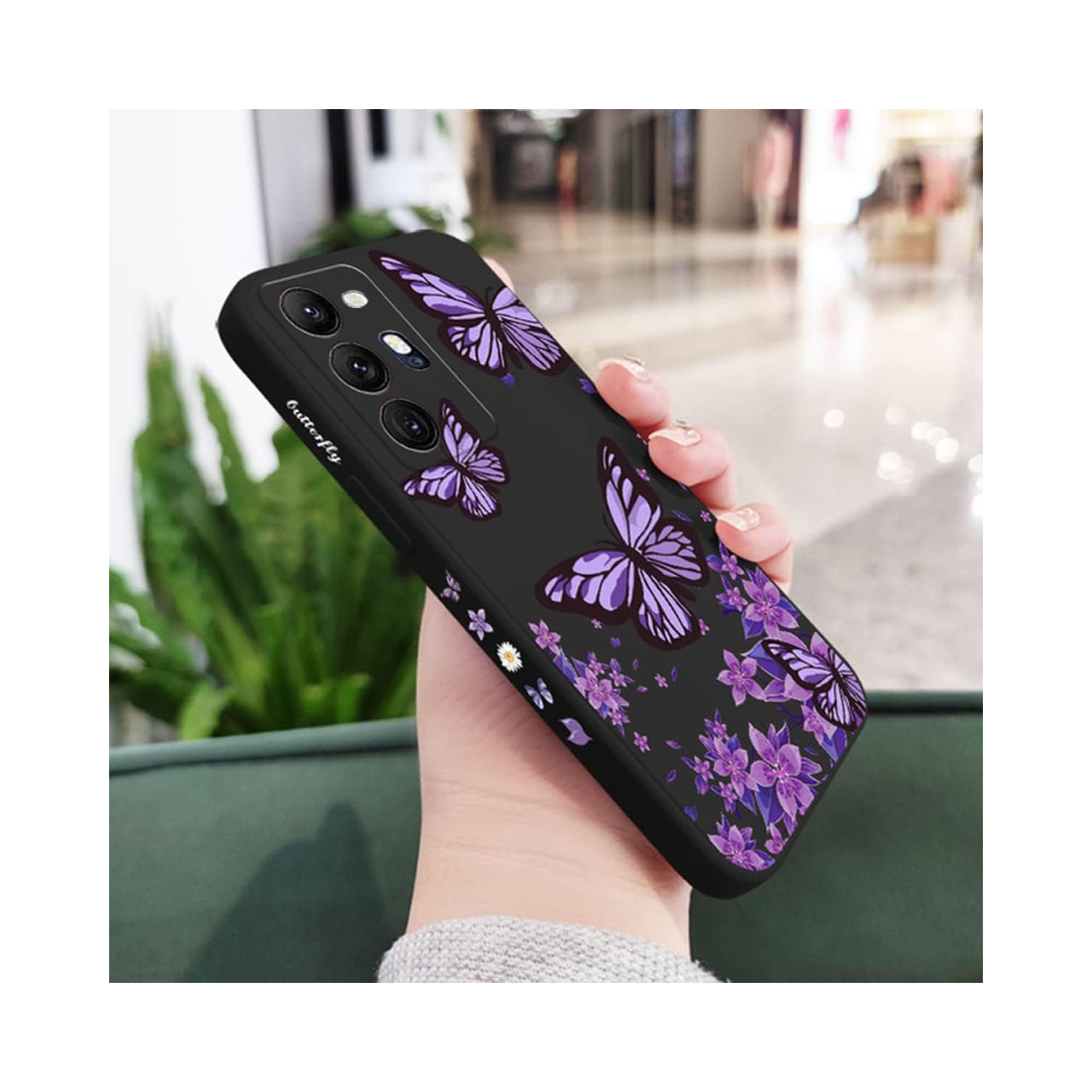 Galaxy Note 20 Ultra Case for Women Girls Cute Butterfly Camera Lens Protector Soft TPU Bumper Silicone