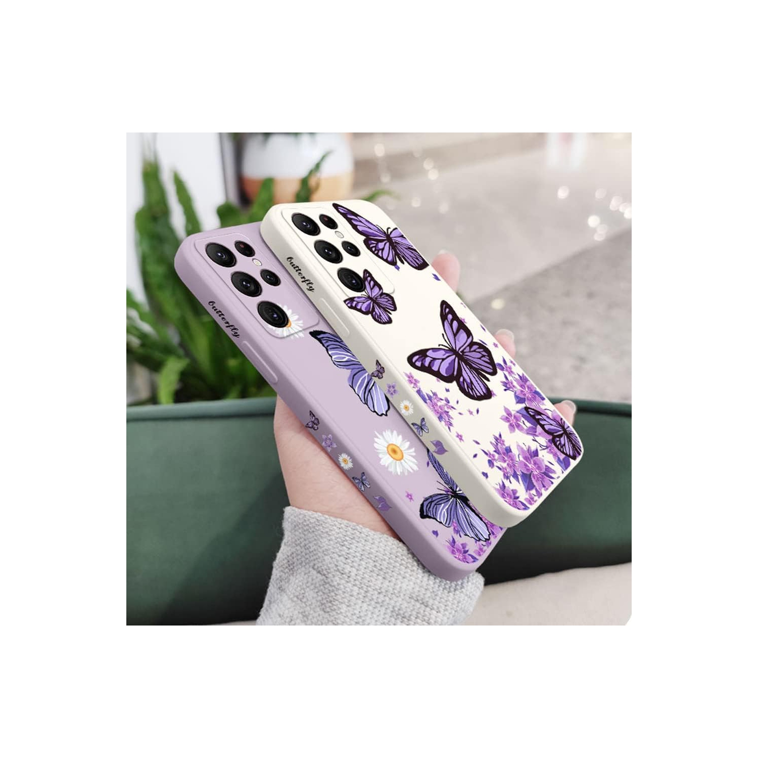 Galaxy Note 20 Ultra Case for Women Girls Cute Butterfly Camera Lens Protector Soft TPU Bumper Silicone