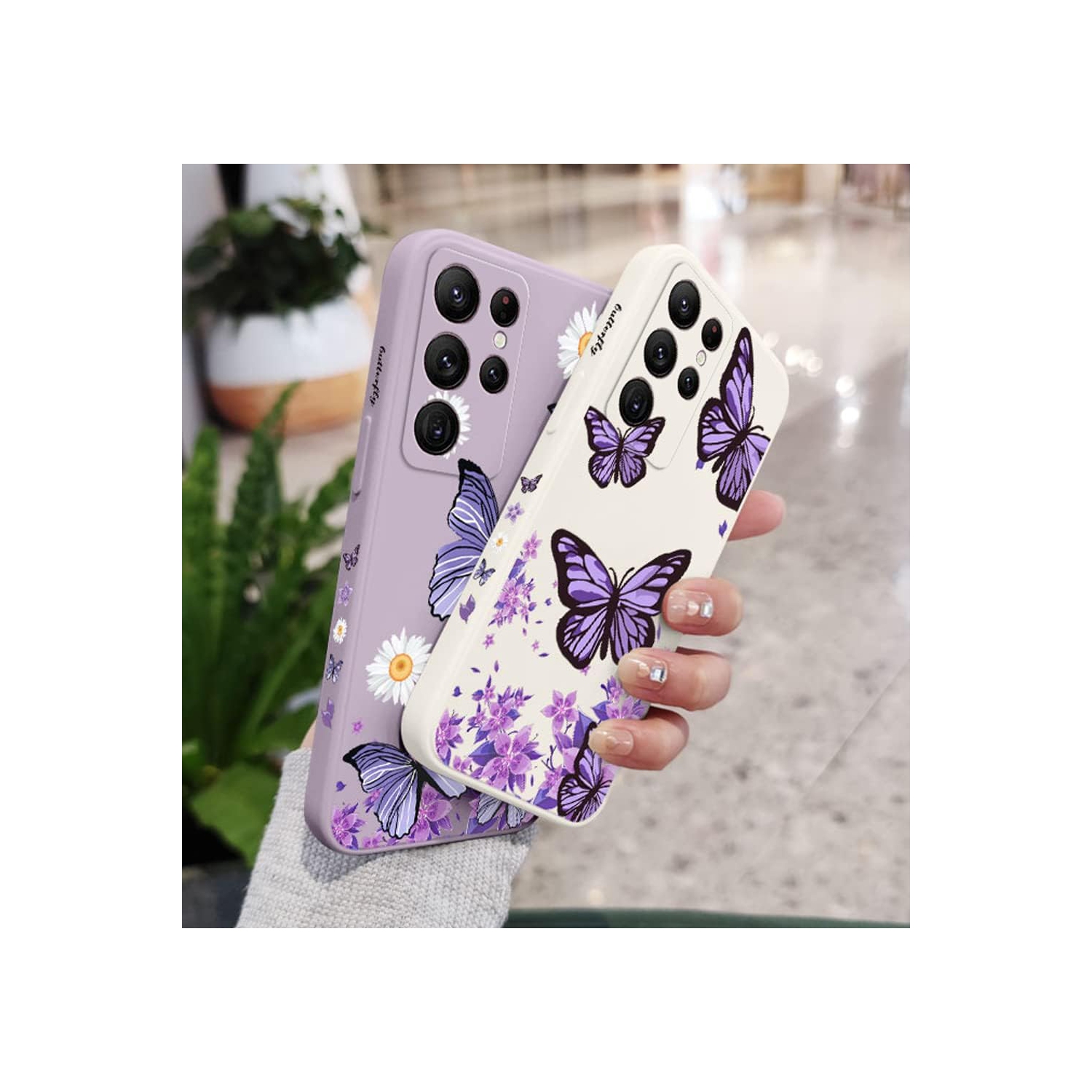 Galaxy Note 20 Ultra Case for Women Girls Cute Butterfly Camera Lens Protector Soft TPU Bumper Silicone